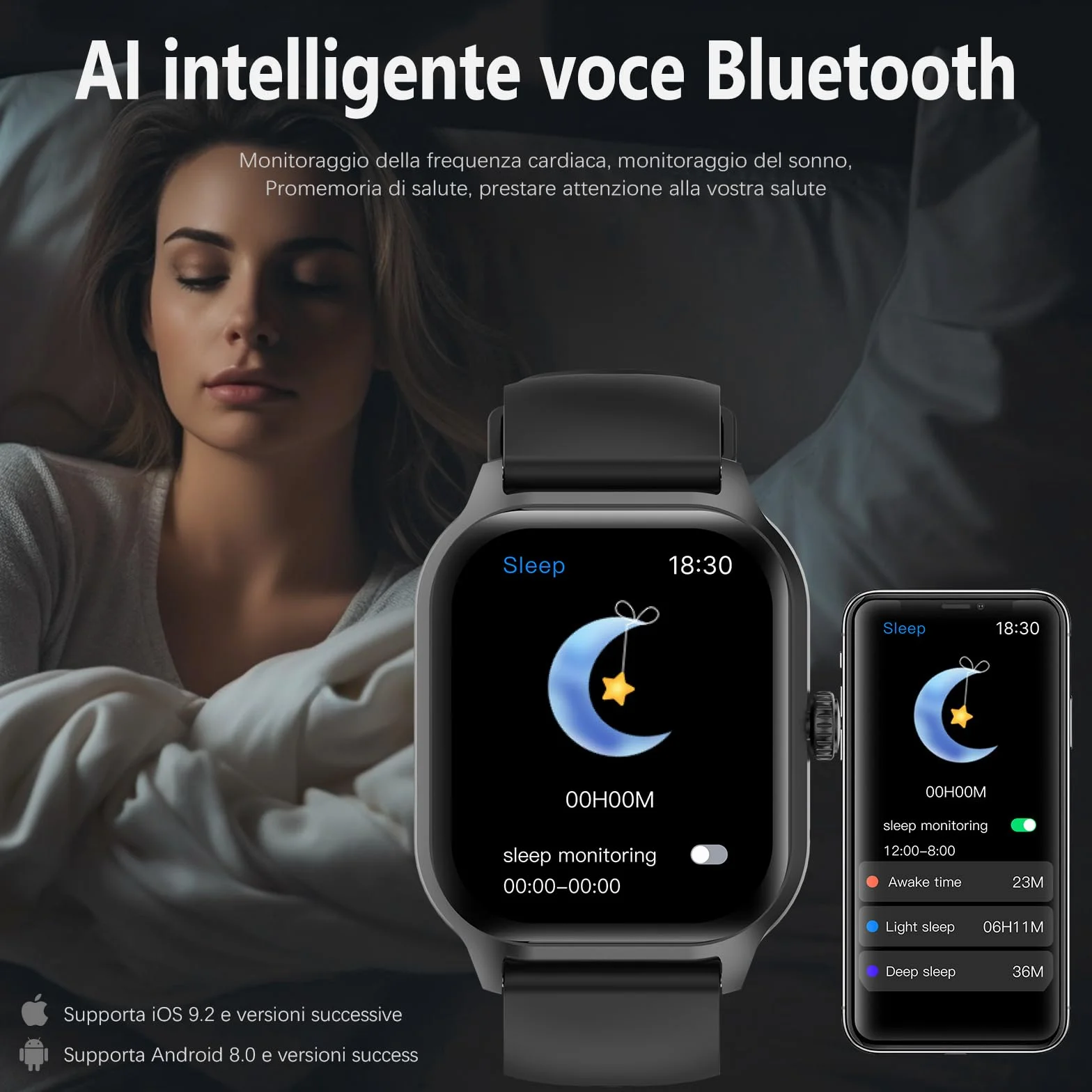 Smartwatch Uomo Donna con Chiamare/Rispondere, 2.01" Molteplici modalità Sportive Orologio Smartwatch con Contapassi/Sonno/Cardiofrequenzimetro, IP68 Orologio Intelligente per Andorid iOS
