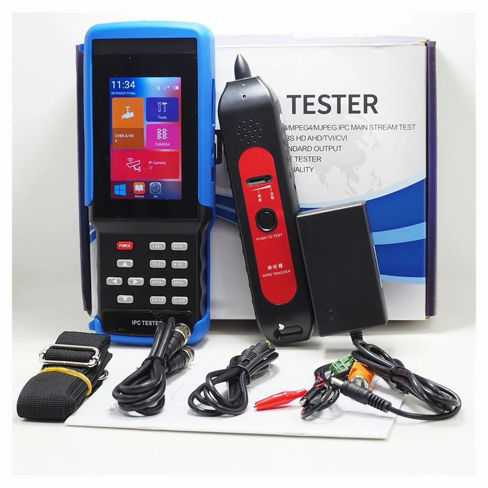 CCTV Tester Monitor, IPC9310 Tester for telecamera IP da 4 pollici Monitor Buit In Support 8MP CVI TVI 5MP AHD CVBS CCTV Strumento di test for cavi UTP portatile(Tester only)