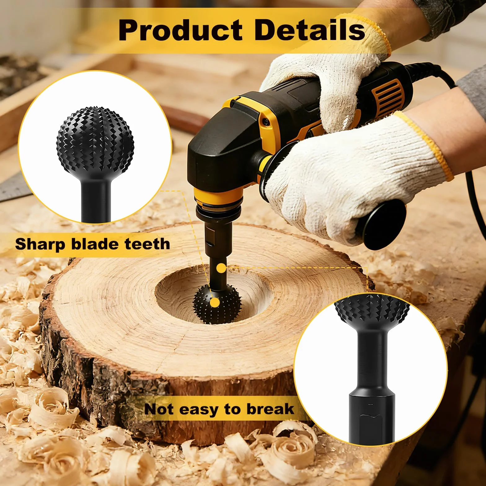 Raspa a sfera per legno, φ 25 mm + 40 mm, fresa a sfera per legno con filettatura M14, raspa per legno per smerigliatrice angolare 115/125 mm
