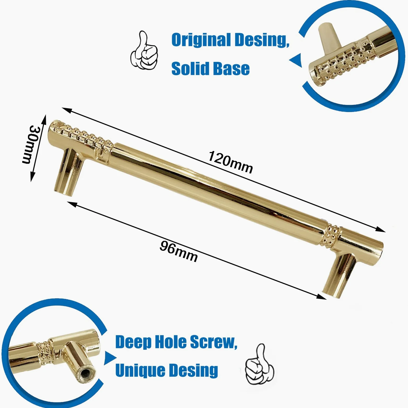 6 Pezzi Maniglie per Mobili da Cucina 96mm, Oro Maniglia per Cassetti Dorate Tiretti Cassetto Moderni in Lega di Zinco Maniglie Armadio Porte per Camera da Letto Guardaroba Comò