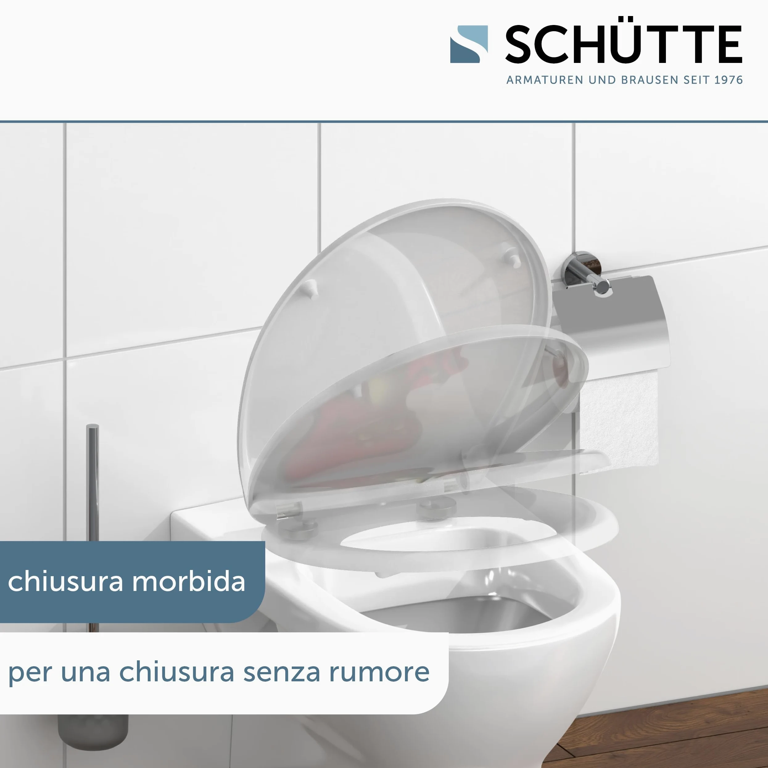 SCHÜTTE 82190 - Sedile WC in Duroplast FROG KING con abbassamento automatico