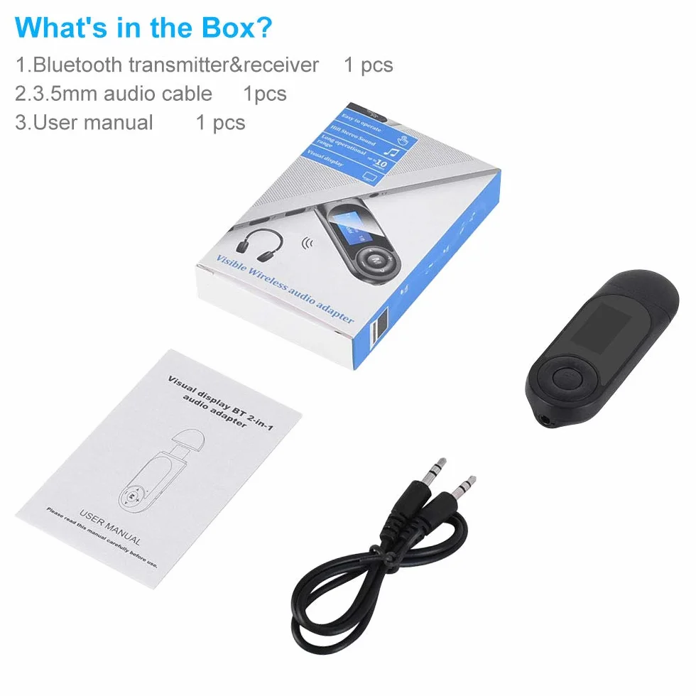 USB Trasmettitore Ricevitore Bluetooth 5.0, Adattatore Wireless Audio con 3.5mm AUX per TV/PC/Cuffie/Altoparlanti/Auto, bluetooth aux chiavetta, bluetooth per auto, Microfono Integrato