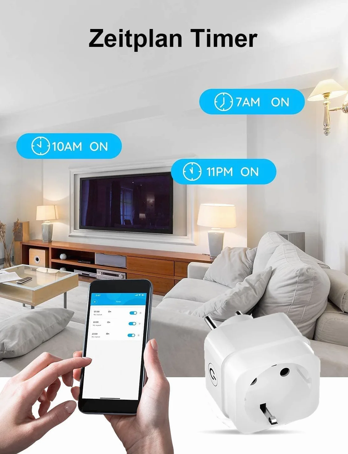 UseeLink Smart Socket con misurazione della corrente, funziona con Alexa, Google Assistant, WiFi Mini Plug con timer e controllo vocale, Smart Home Socket Only 2,4 GHz WiFi, 4 pezzi