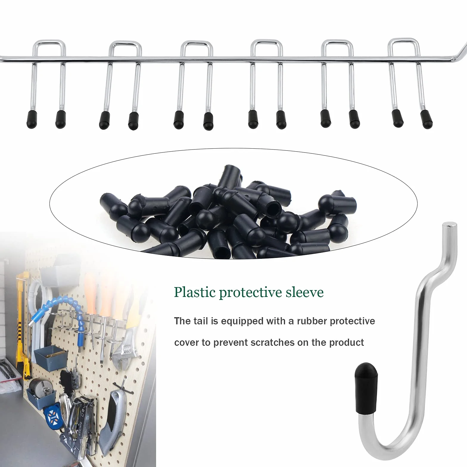 113 Pezzi Assortimento di Ganci per Pannello Forato, contenente 16 tipi diversi, Atrezzi Metallici