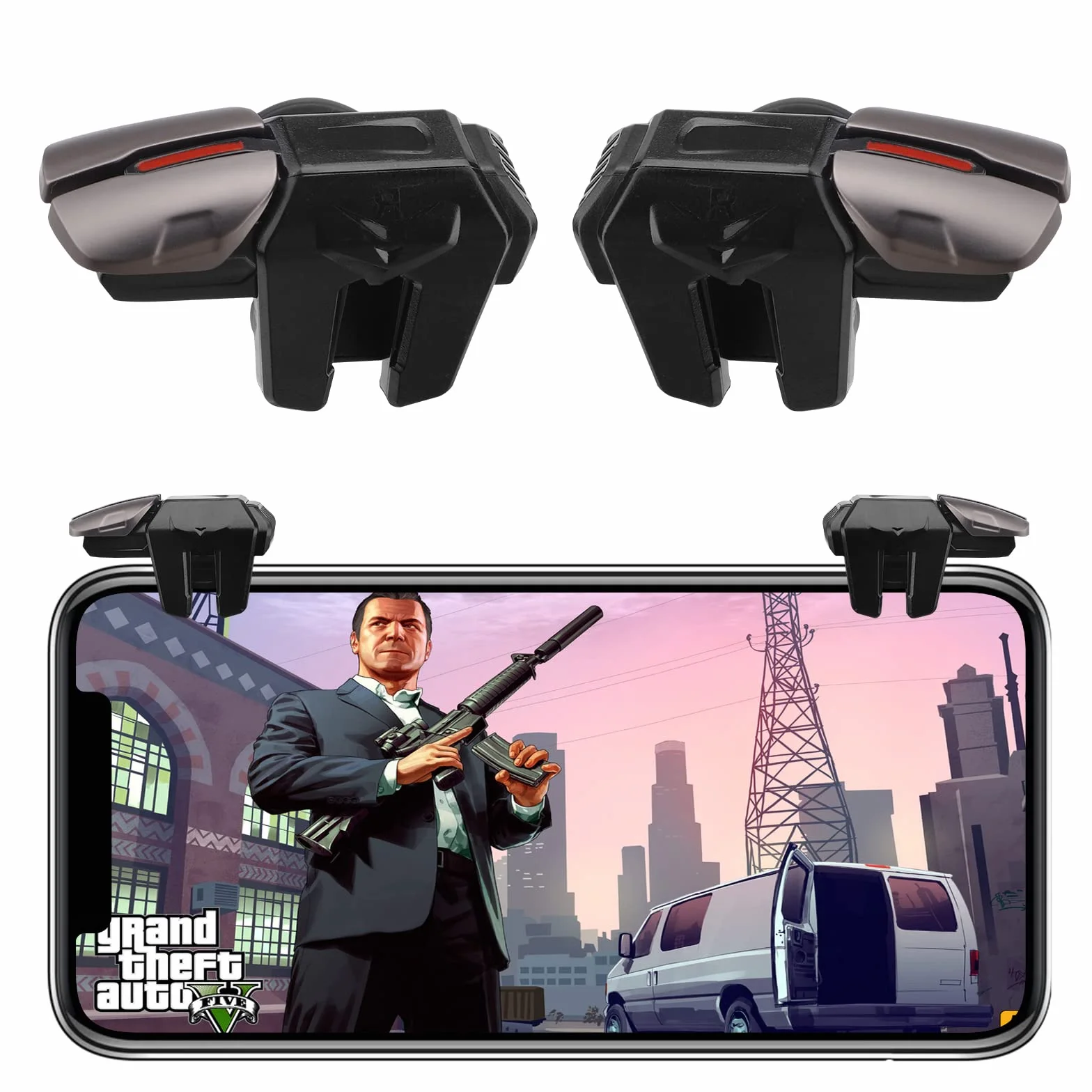 TSLBW Controller di Gioco Mobile Shooter Chiave del Metallo Gamepad Trigger Mobile Assistito Mobile Controller Gamepad Joystick ​di Gioco per iOS, Android (4 Tasti)