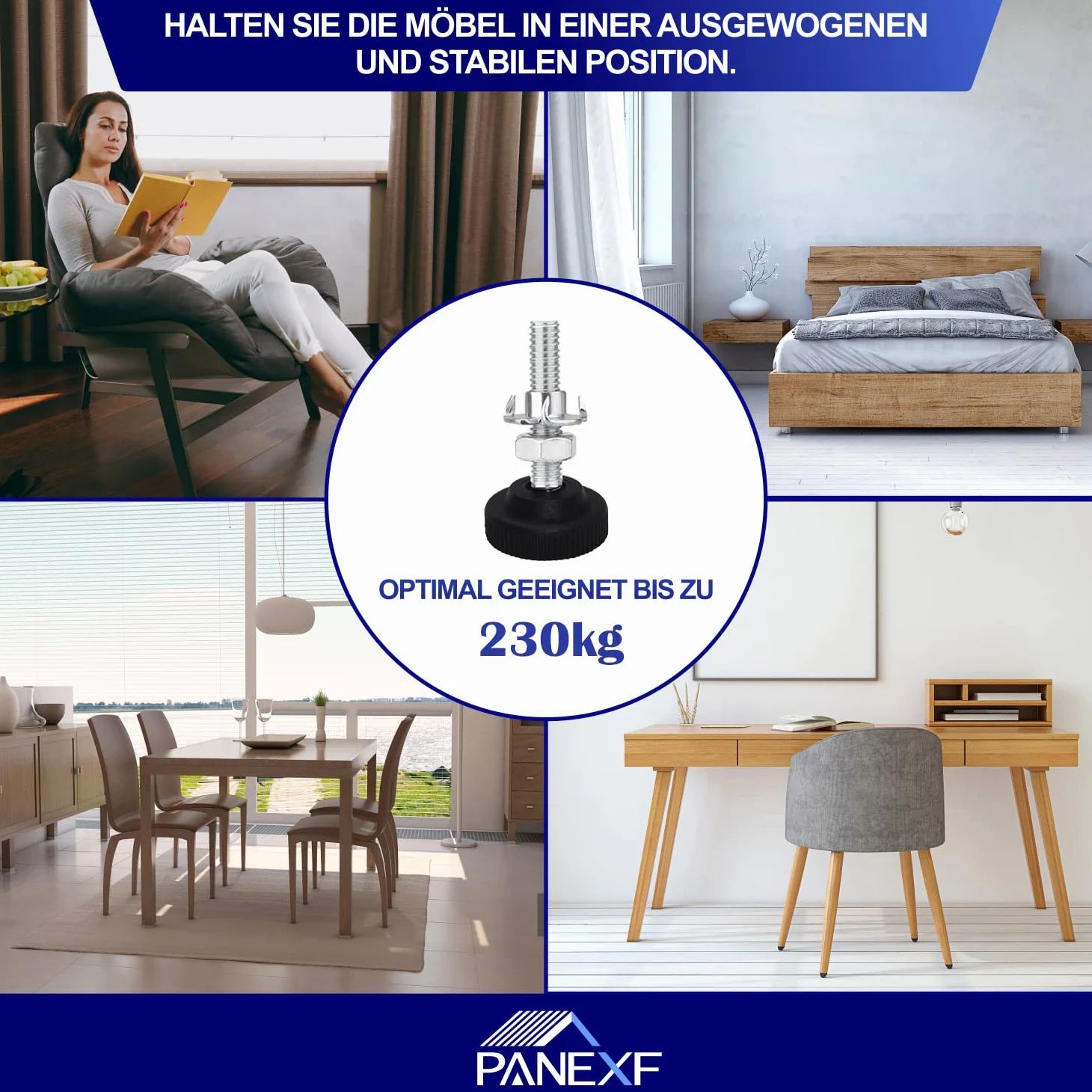 Piedino a Vite Regolabili per Mobili 8 Pz Viti M8*30mm Gambe in Metallo