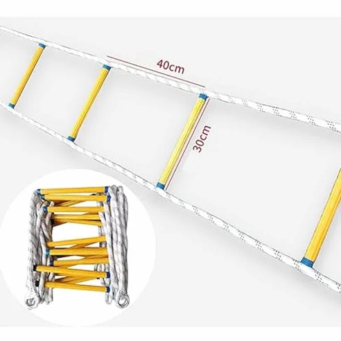 Generico Scala di Corda di Emergenza con moschettoni Resistenti, pioli robusti per Una Fuga sicura dalle finestre, Ideale per Case a Due Piani, Dispositivo di Sicurezza Portatile e affidabile.