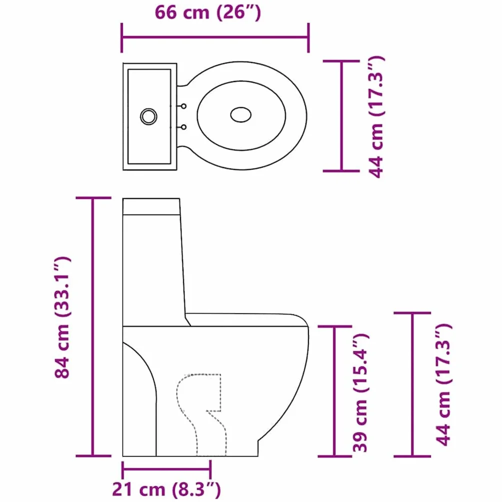 vidaXL WC Toilette in Ceramica da Bagno Nero Soft Close con Scarico Sanitari