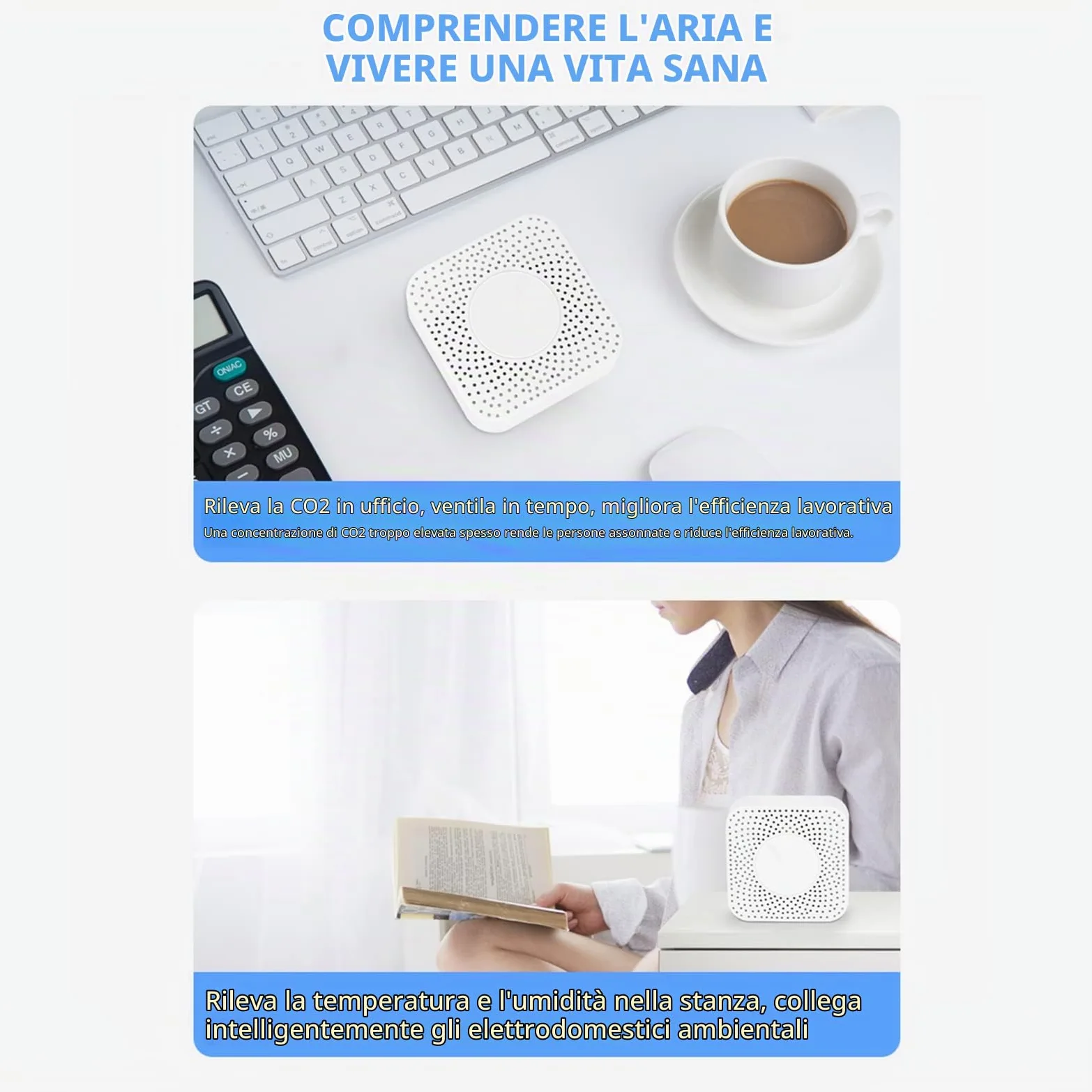 per Tuya Zigbee Smart 6-in-1 Rilevatore dell'aria con monitor della qualità dell'aria PM2.5/formaldeide/VOC/temperatura e umidità/CO2 monitor per casa e ufficio