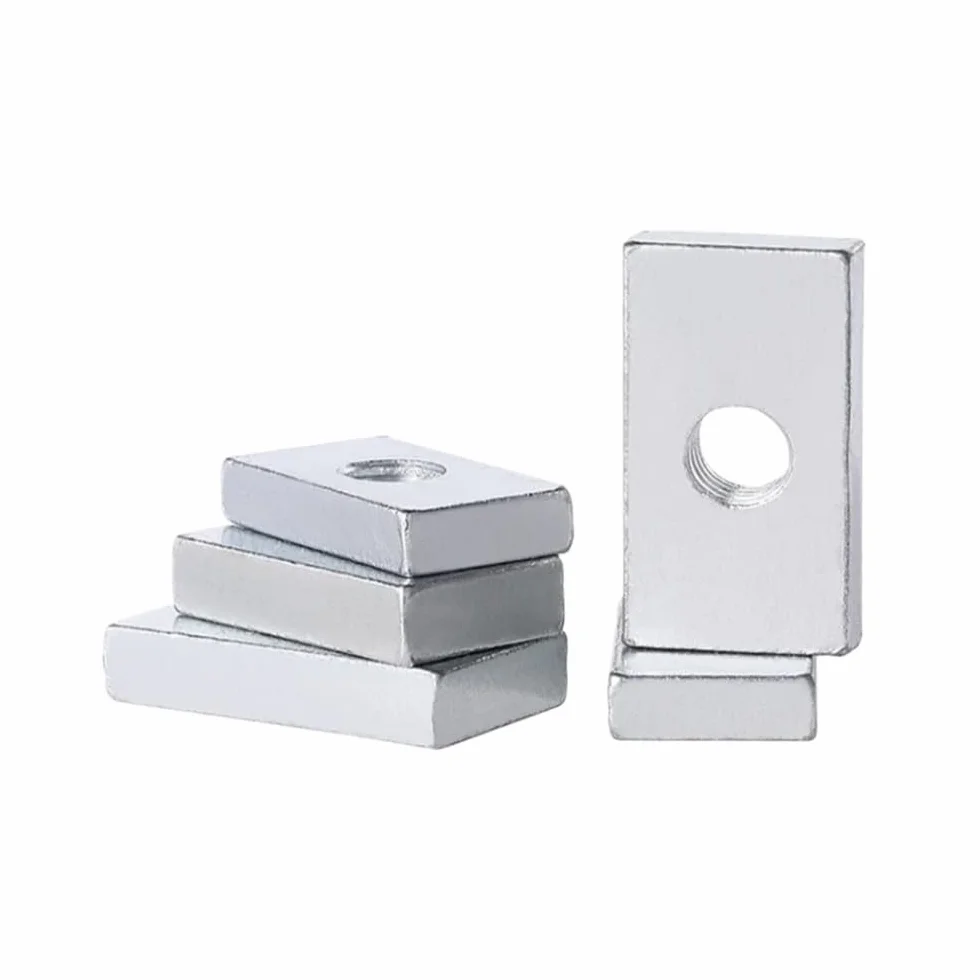 Dado Quadrato in Acciaio al Carbonio Zincato M3 M4 M5 M6 M8 50 Pezzi per Profilo in Alluminio M5x7x10x3mm