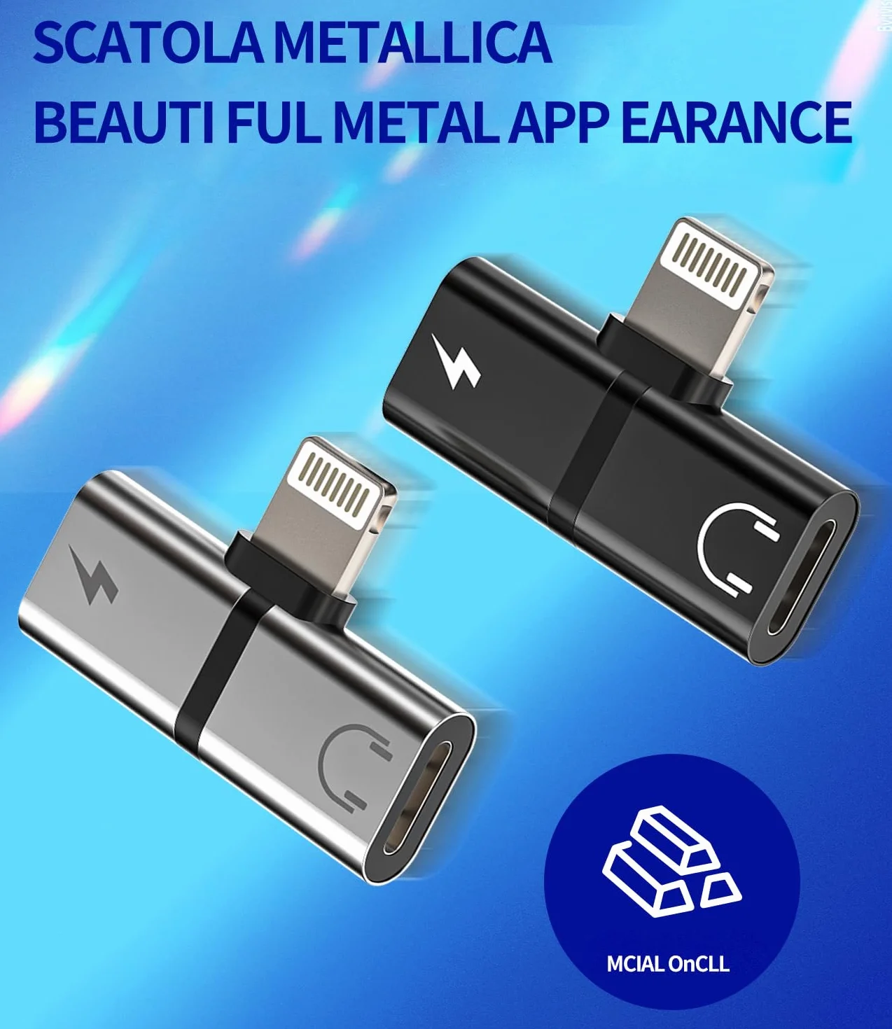 Adattatore Lightning Jack Cuffie(2pack)per iPhone 14 13 Pro Max per Apple MFi Certified Cavo Caricatore Aux Audio Dongle per iPad Autoradio Cavetto Accessori Doppio Lighting Headphone Ricarica Adapter