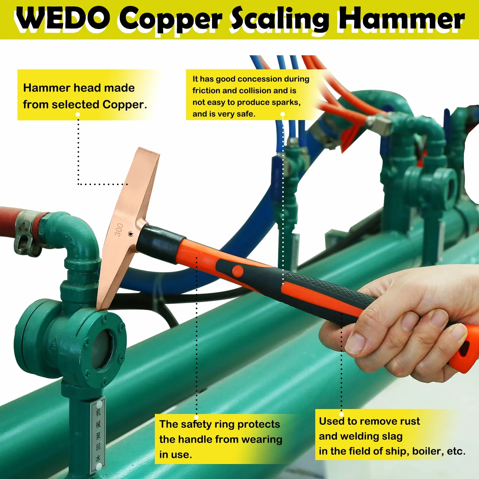 WEDO Martello da saldatura in rame 150g 280mm manico in vetroresina