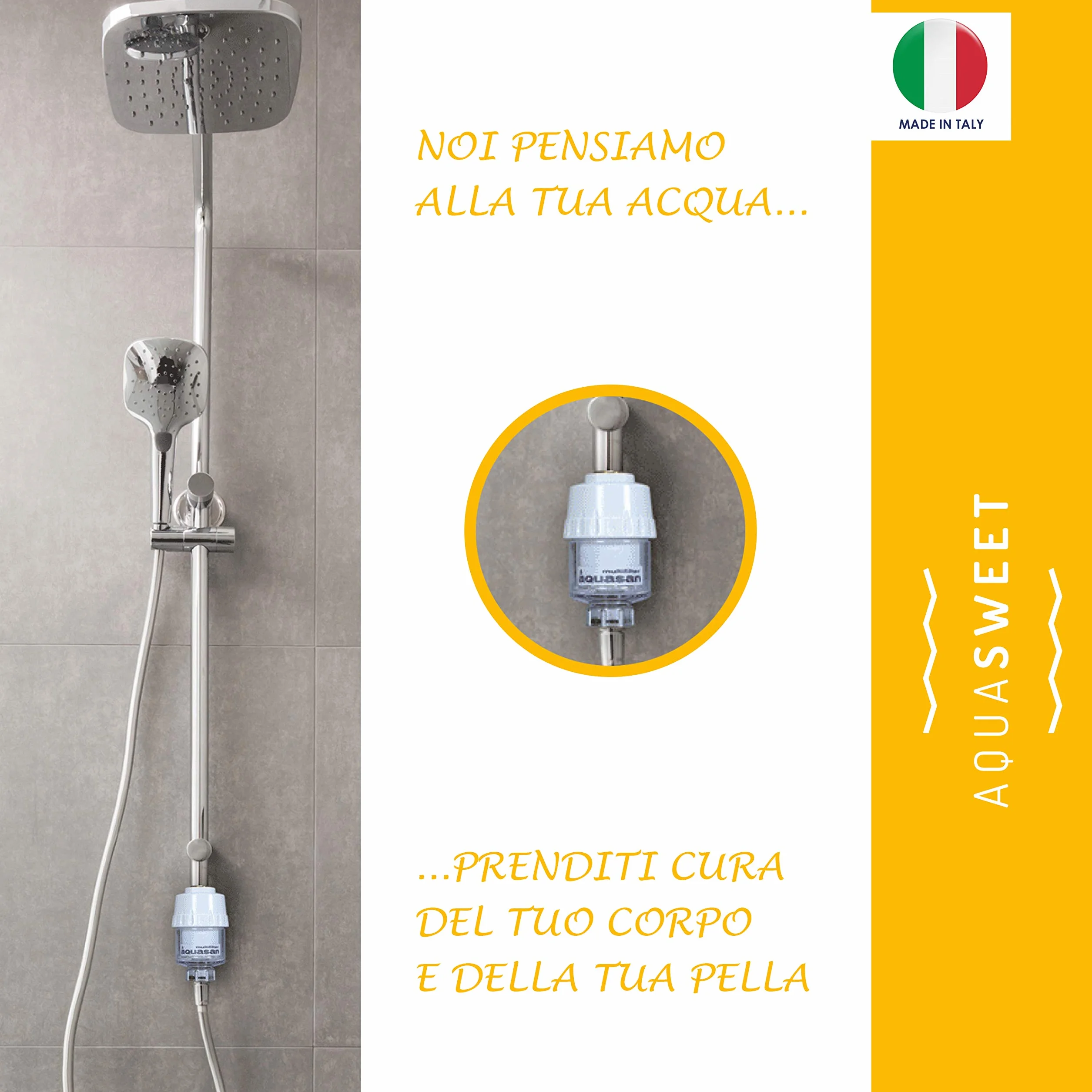 AQUASAN Cartuccia Ricambio Set 2 Pezzi per Aquasweet - Filtro Anticloro Doccia Purificatore Regola il Ph Rimuove Cloro Irritante Metalli Pesanti Filtro D’Acqua