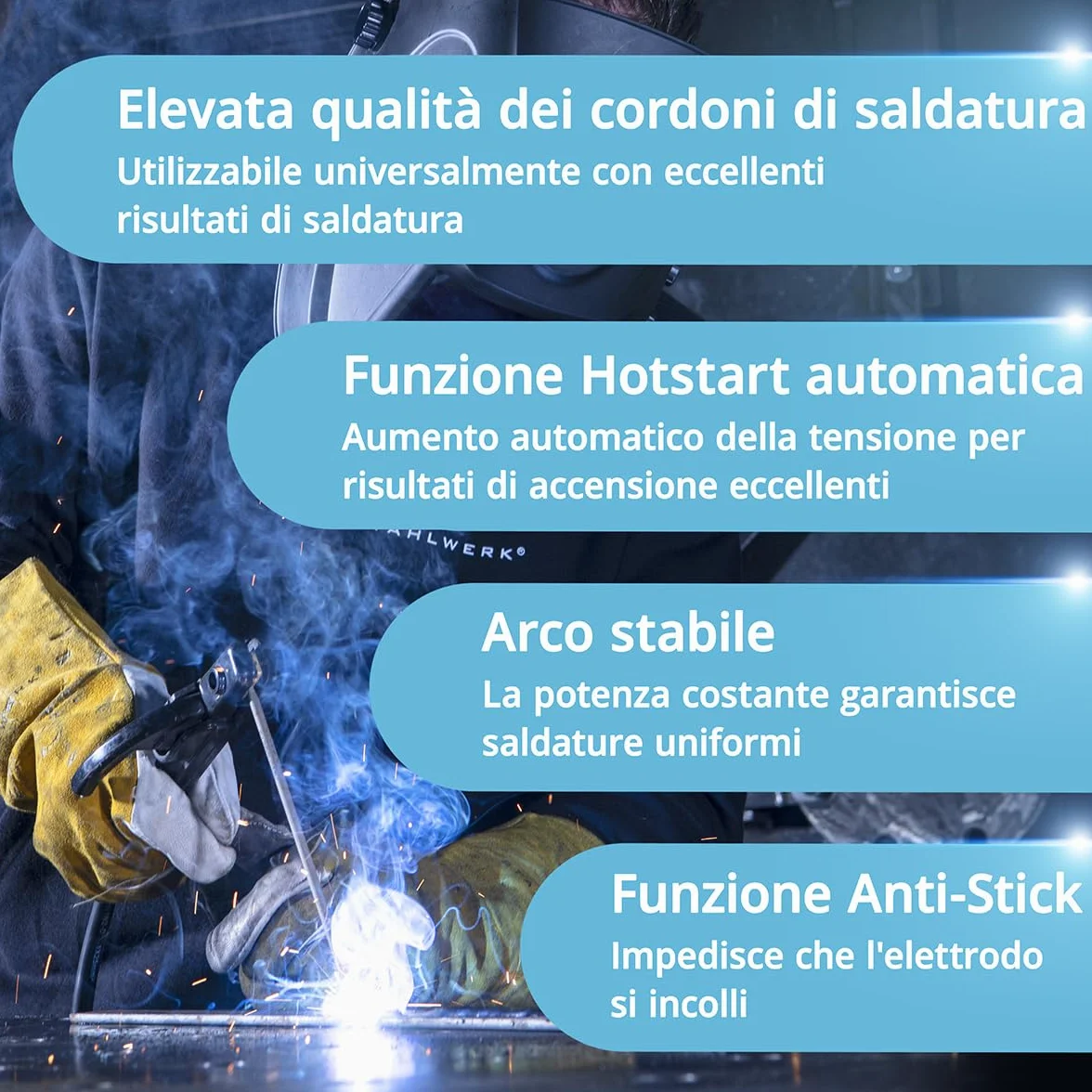 STAHLWERK Saldatrice combinata 3-in-1 MTM-200 ST Inverter TIG MIG/MAG MMA 200 A avanzamento sinergico 4 rulli