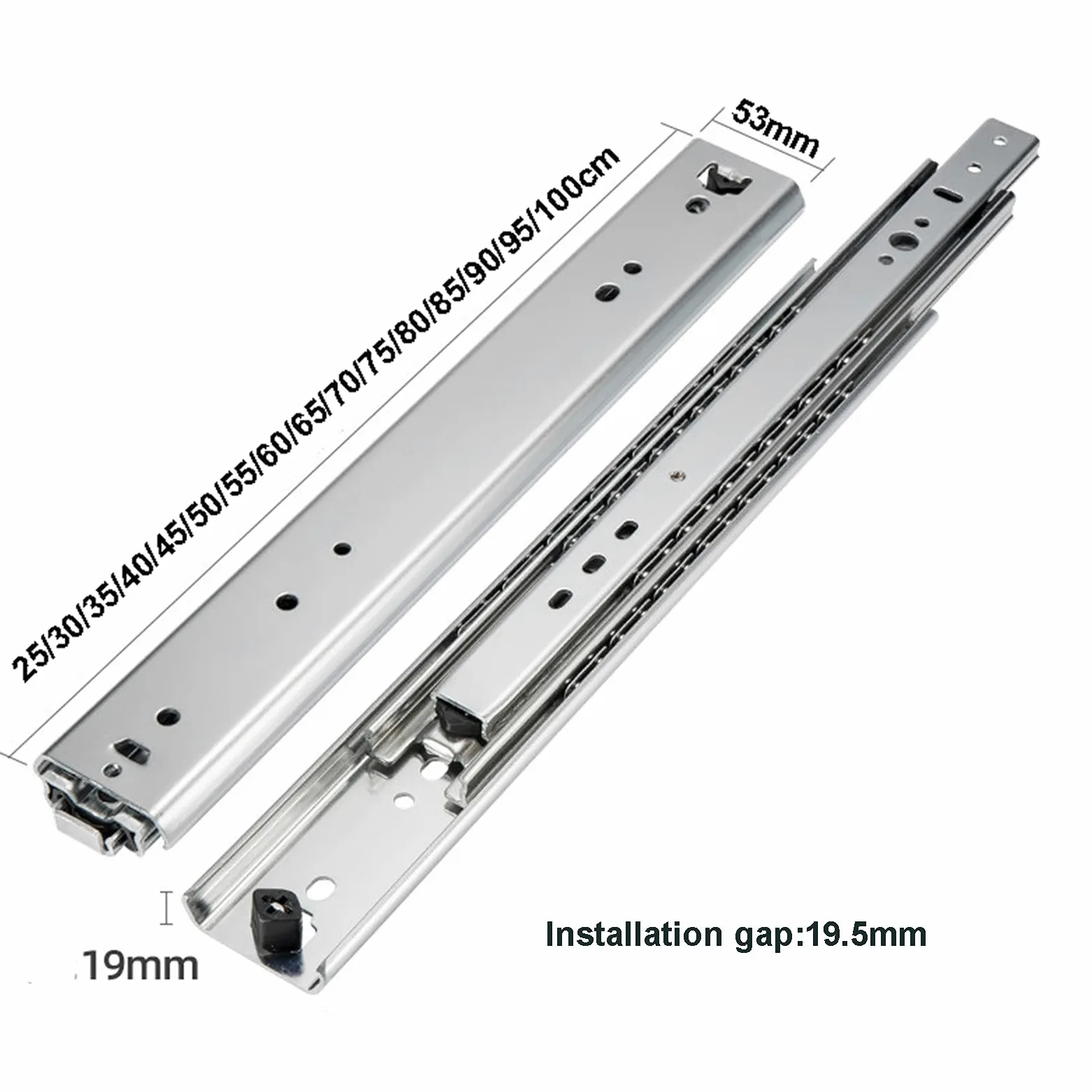 Guide con Cuscinetti a Sfera ad Estrazione Totale Guide per cassetti per carichi Pesanti Set di 3 sezioni 10~40 Pollici Guide per cassetti con Montaggio Laterale Guide per scaffali Merci, armadi,
