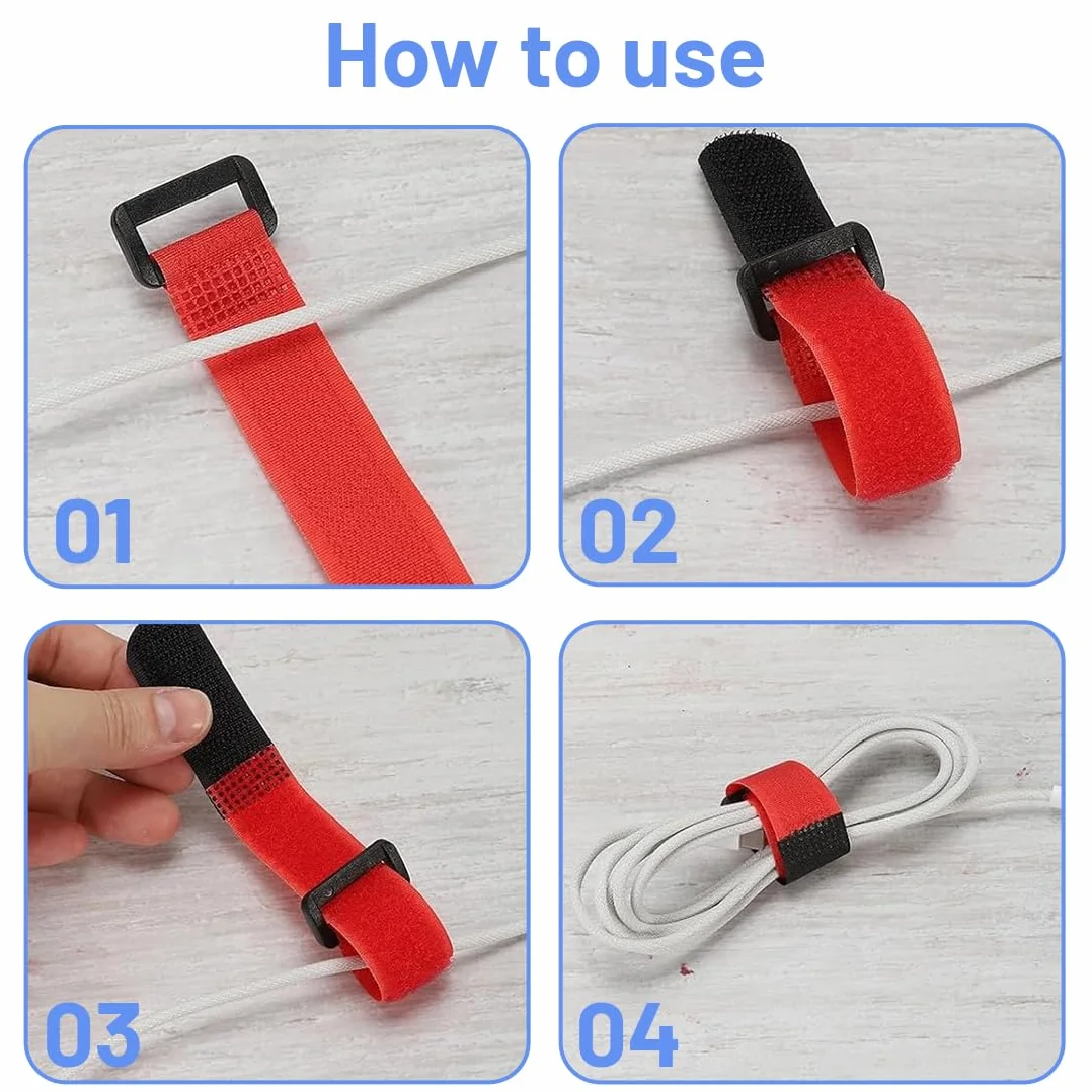 Cinghie di Fissaggio Riutilizzabili Nylon 30cm x 2cm Regolabili per Gestione Cavi Organizer