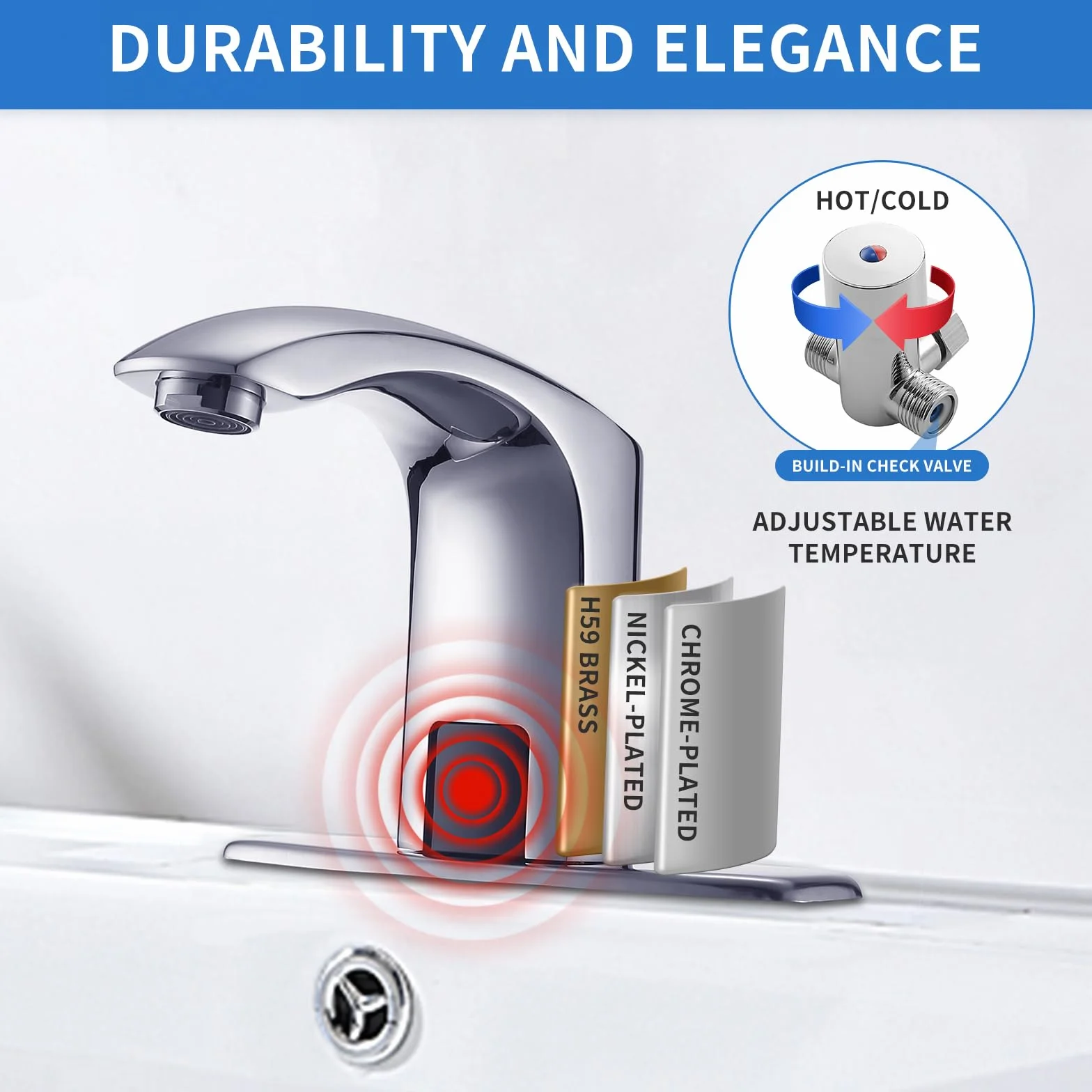 Gangang Bacino rubinetto automatico touchless ottone massiccio miscelatore acqua calda fredda