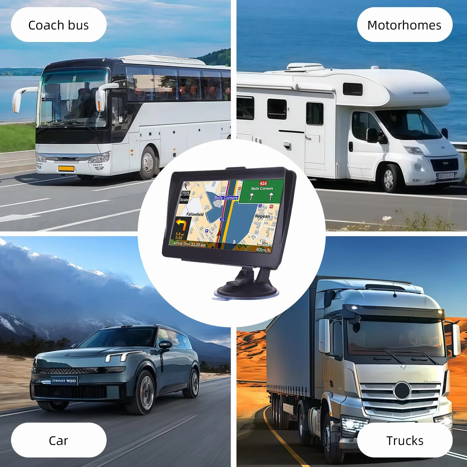 Navigatore satellitare da 7 pollici per auto e camion, sistema GPS HD con mappe del Regno Unito e dell'Europa 2026, aggiornamenti gratuiti a vita, ricerca codice postale, guida vocale, avvisi