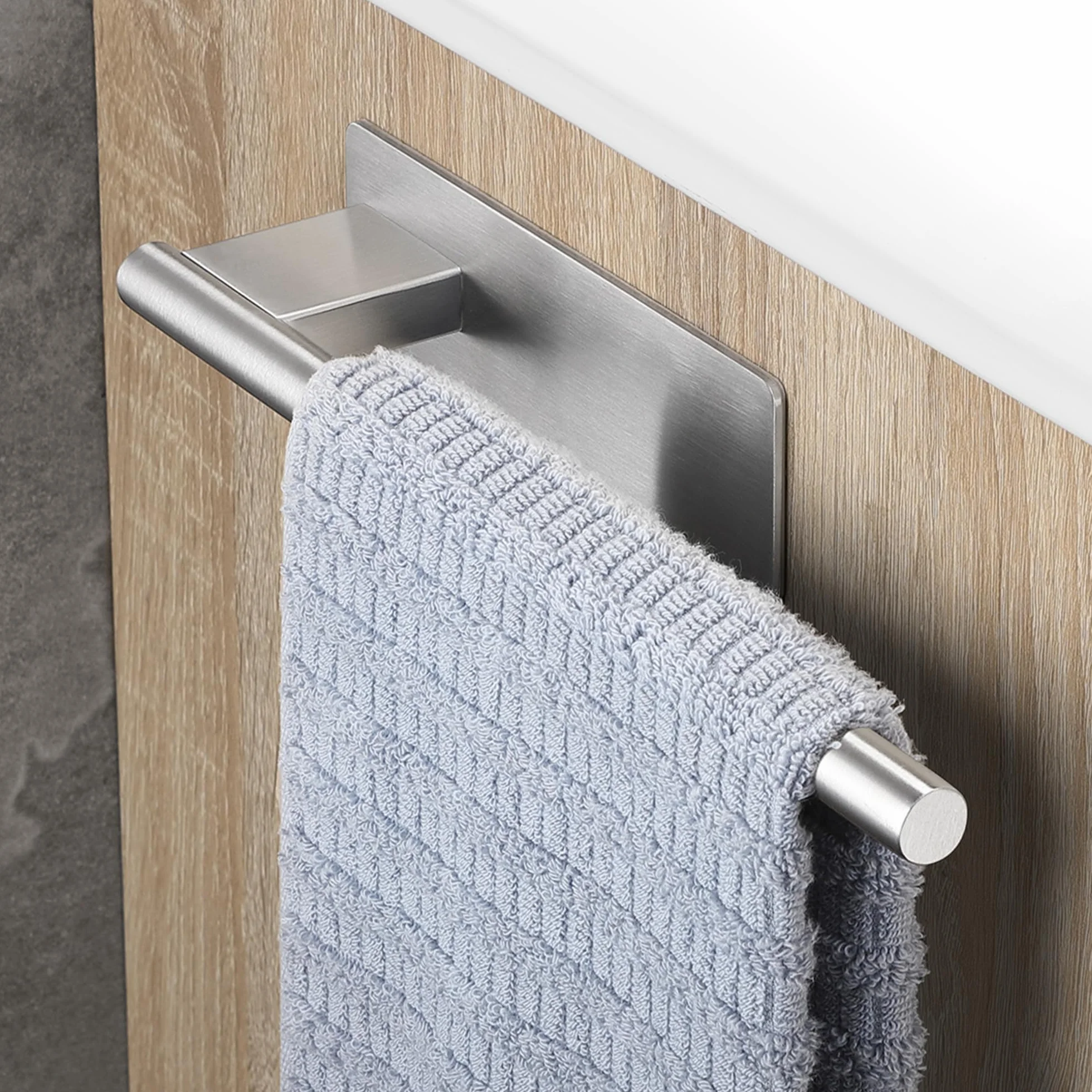 Porta Asciugamani Bagno Adesivo in Acciaio Inox Argento 22CM