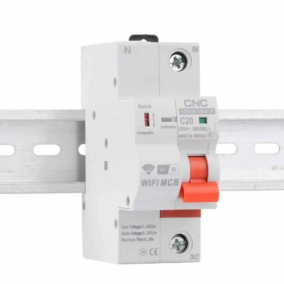 Interruttore Magnetotermico Differenziale 1P WiFi Smart Circuit Breaker Creor Protection Time Reclosing Switch Telecomando(100A)