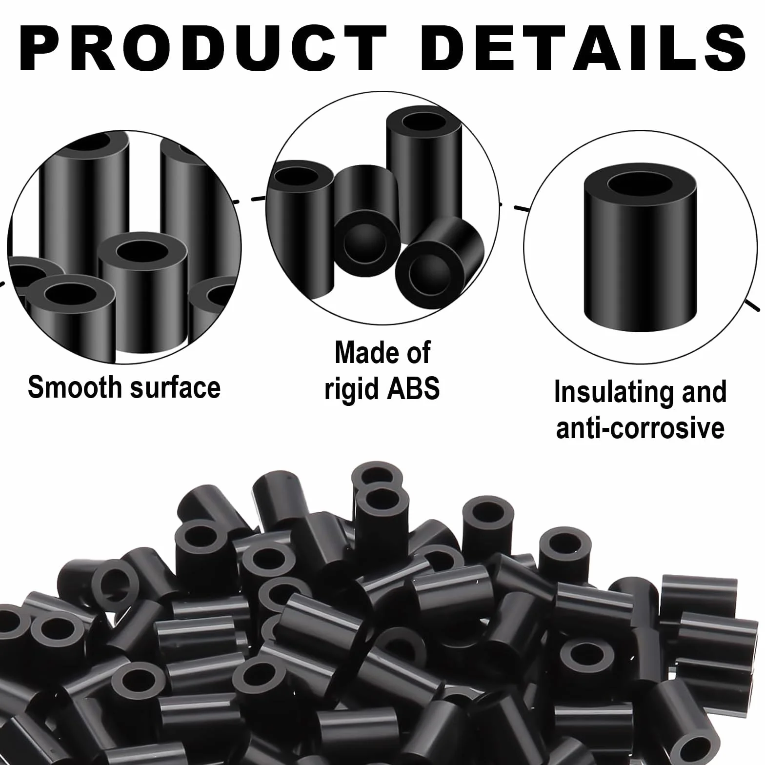 Manicotti distanziatori in plastica M6 50 szt, gumowe 11x3 mm, dischi isolanti neri do śrub