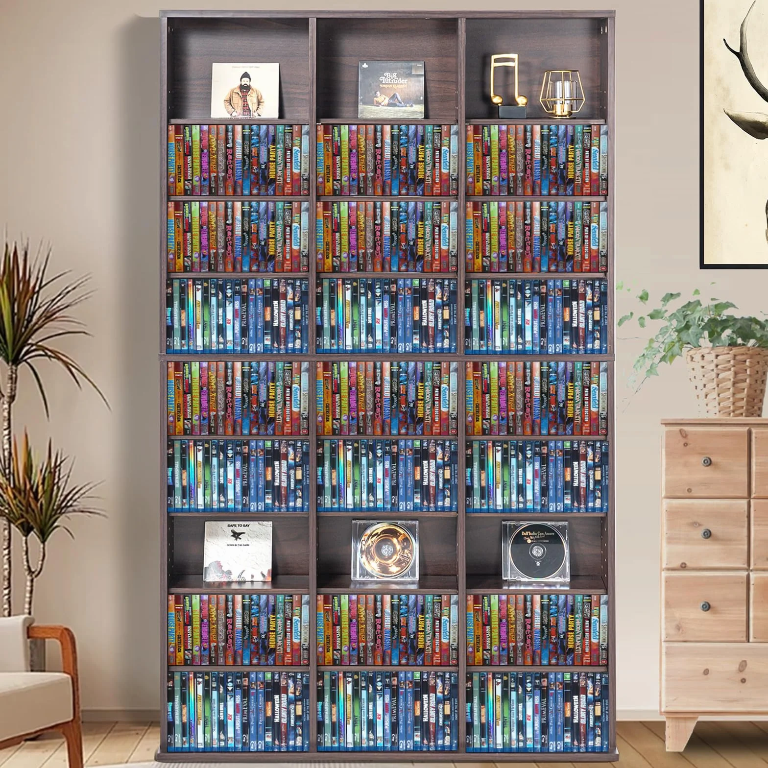 VEVOR Armadietto Portaoggetti Multimediale, Ripiano per DVD a 9 Strati, Contenere Fino a 756 CD, Ripiani CD Regolabili 27 Scomparti, Protegge Organizza Collezioni di Musica Film Videogiochi Cimeli