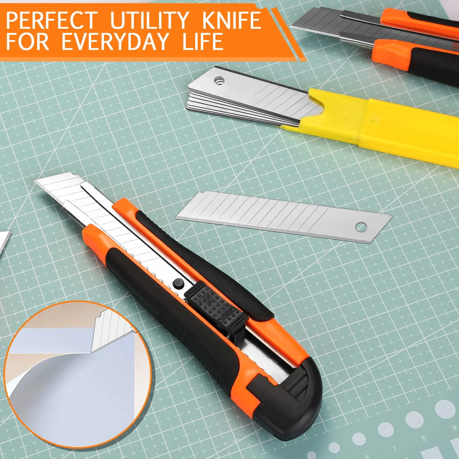 AGPtEK Scatola Cutter 12 Taglierini con Lama Retrattili 18mm 12 Lame di Ricambio