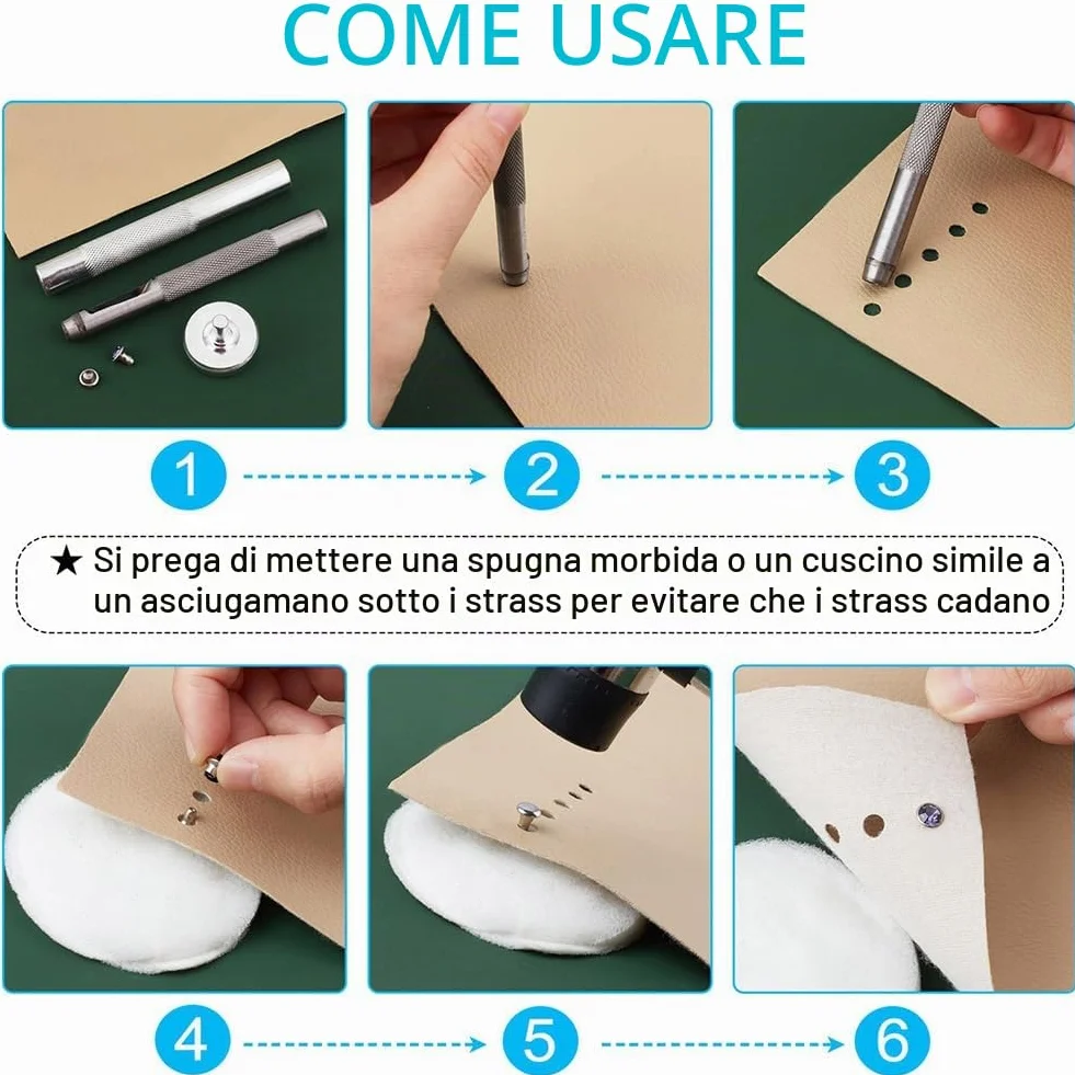 Leathercraft Turchese Rapid Rivetti Chiodi Bottoni Borse Scarpe in Pelle Artigianato Riparazione Decorazione