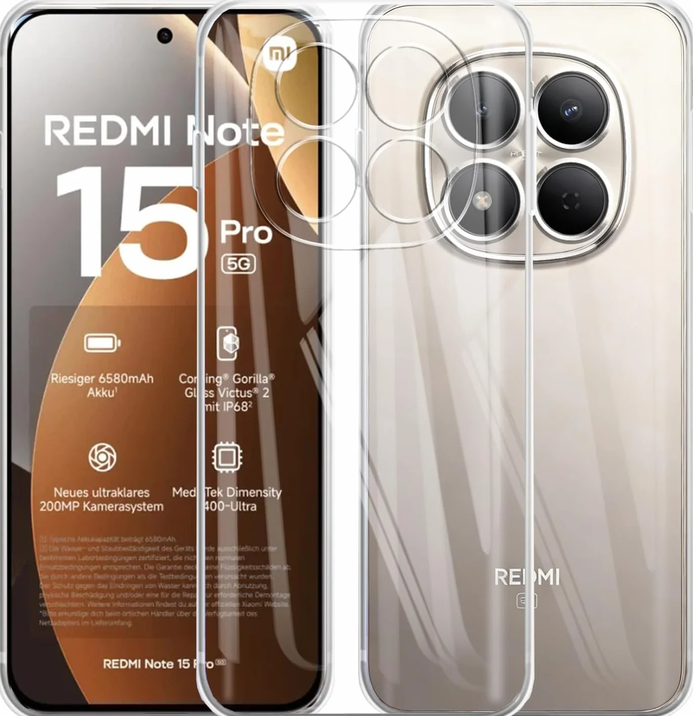 Captor Cover Xiaomi Redmi Note 15 Pro 5G, Custodia Trasparente in Silicone Morbido, Sottile, Anti-Graffio, Protezione Fotocamera, Anti-Ingiallimento, Resistente per Cover Redmi Note 15 Pro 5G