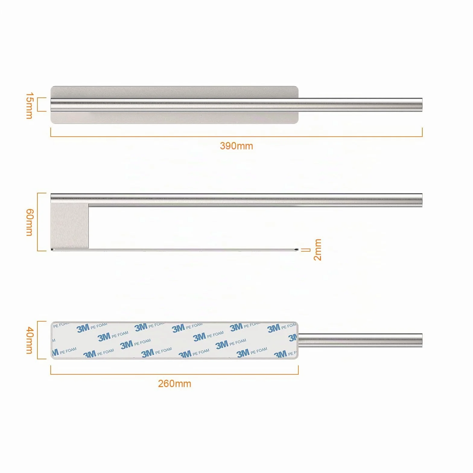 Ibergrif M34453A Portasciugamani Adesivo 39CM Acciaio Inox Spazzolato