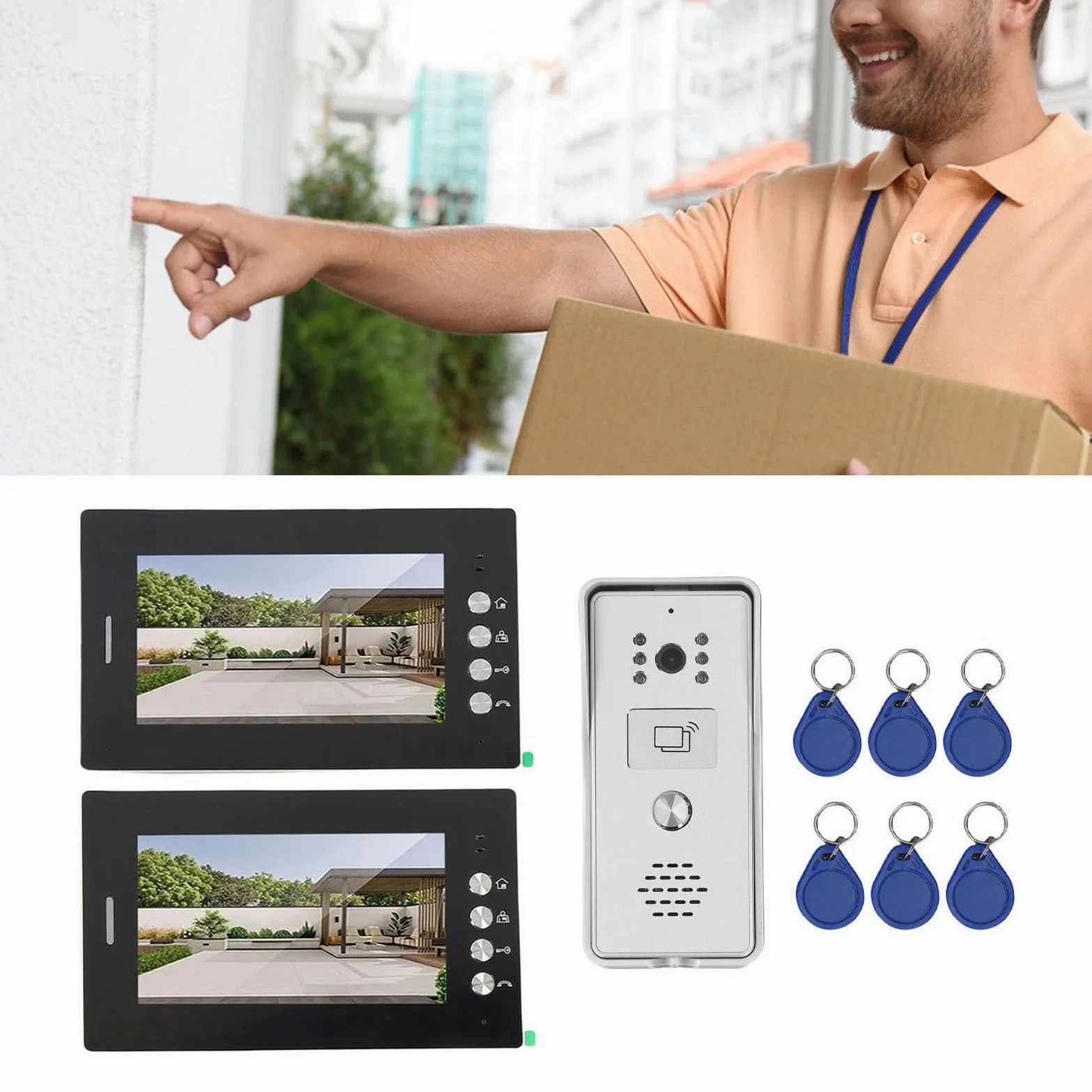 banapoy Videocitofonico 7 Pollici con Monitor Wireless Bidirezionale (Spina europea)