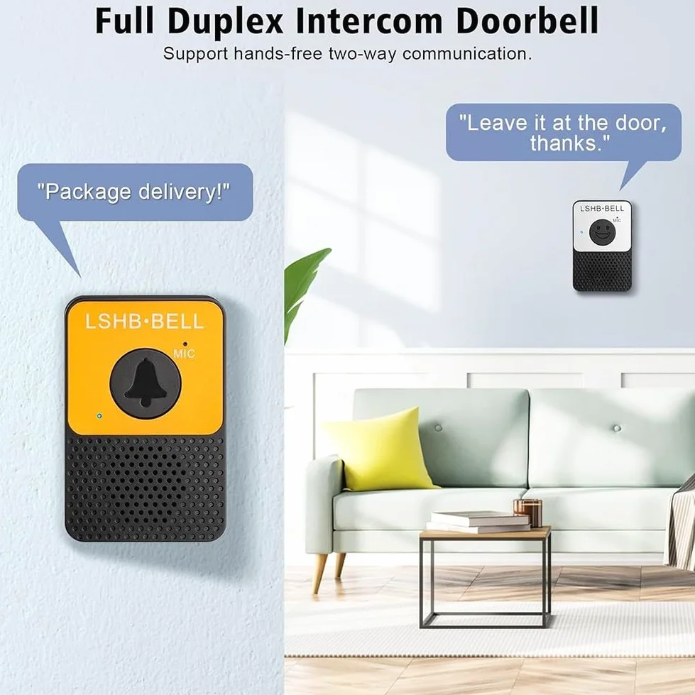 Oceanlend Campanello videocitofonico wireless, campanello citofonico bidirezionale impermeabile, con indicatore LED, portata 300 m per casa, ufficio, scuola, hotel e ospedale