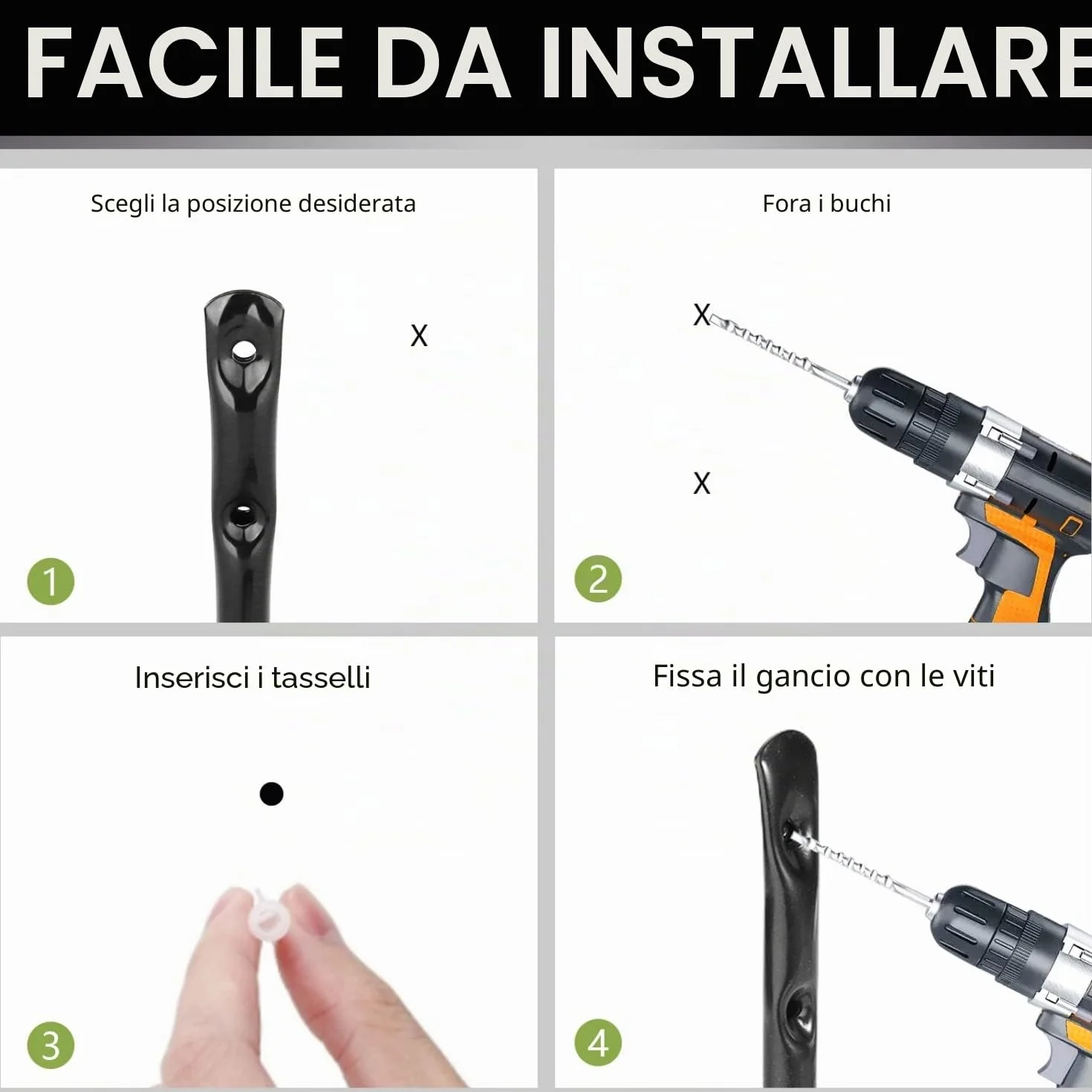8 ganci per scale, 25 cm, per garage, organizer da parete, resistente, per utensili, pieghevole, per sedie, biciclette, sci, attrezzi