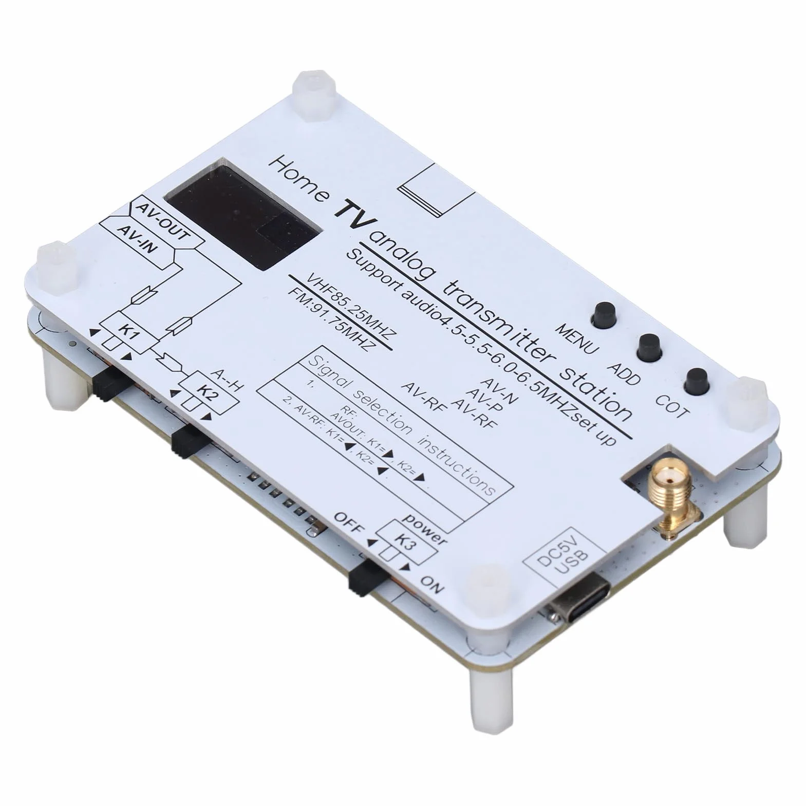 Trasmettitore di segnale TV analogico, AV HD Input, N a P Sistema, 20m Raggio, Frequenza VHF UHF, 4.5-6.5 MHZ Audio, DVD VCD PC Mobile Phone Sorgenti di segnale