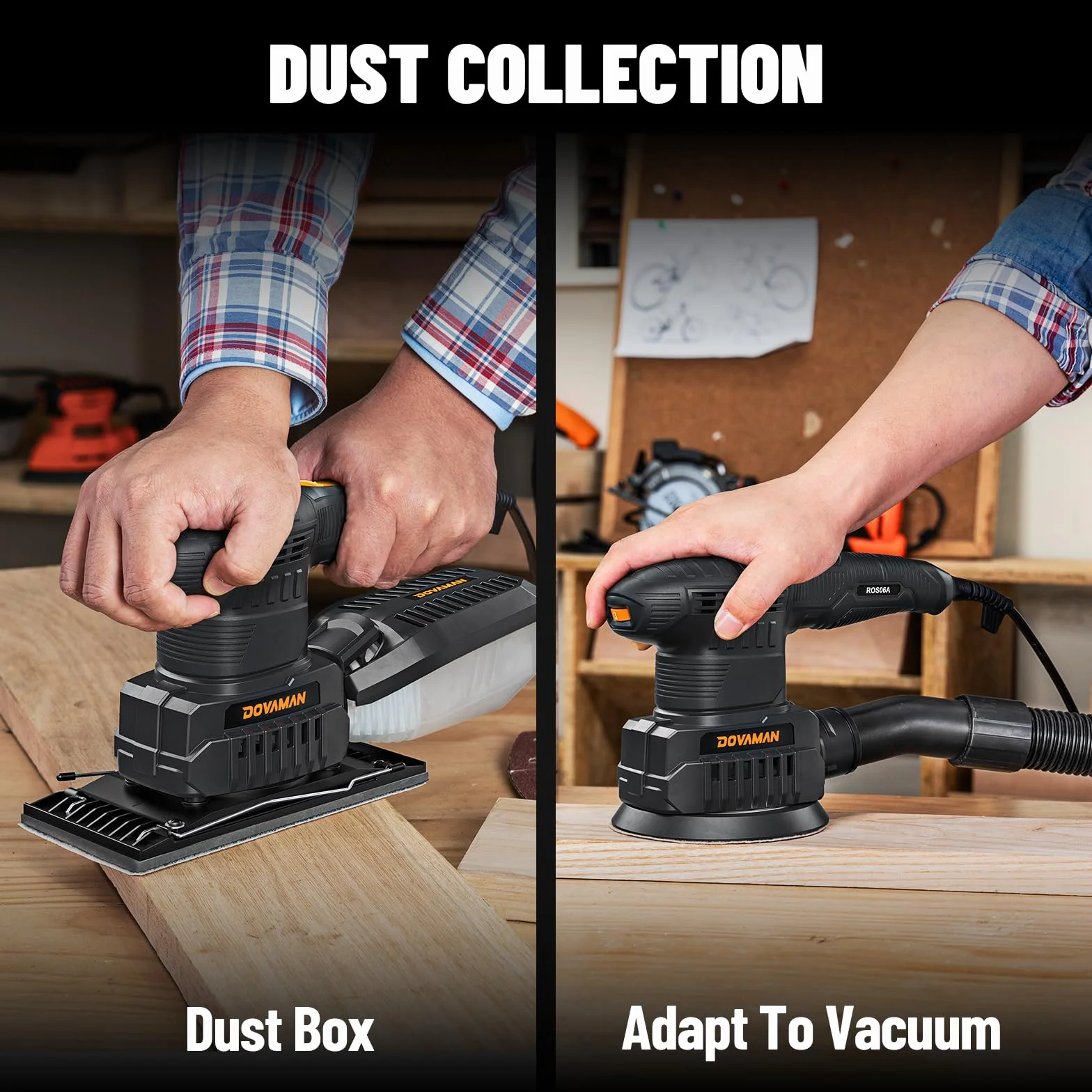 DOVAMAN ROS06A Levigatrice Multifunzione 3-in-1 200W 6 Velocità per Legno e Acciaio