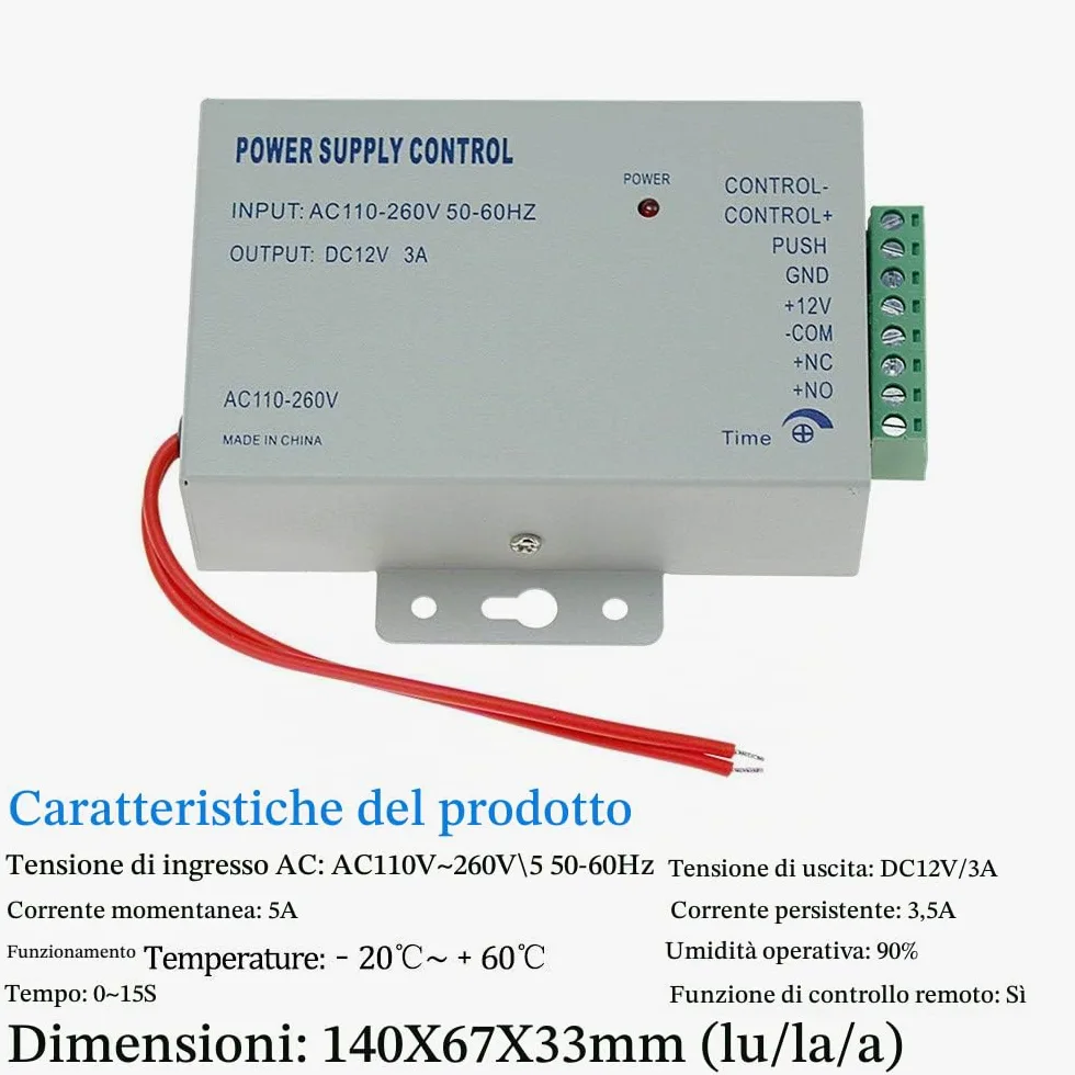 FTSTech Kit di Controllo Accessi per Porta Singola Completo a 125KHz Apriporta Autonomo Serratura a Catenaccio Elettrico Pulsante di Uscita RFID Carte Bianche