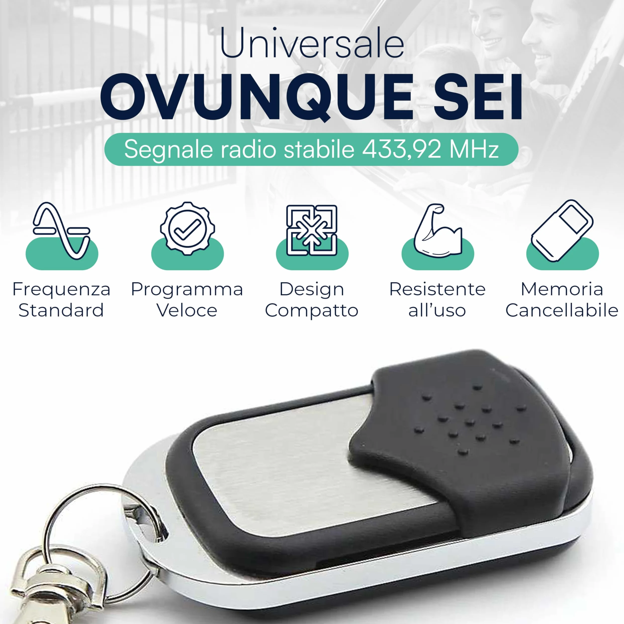 Set di 3 telecomandi universali 433,92 MHz Codice fisso per cancello automatico