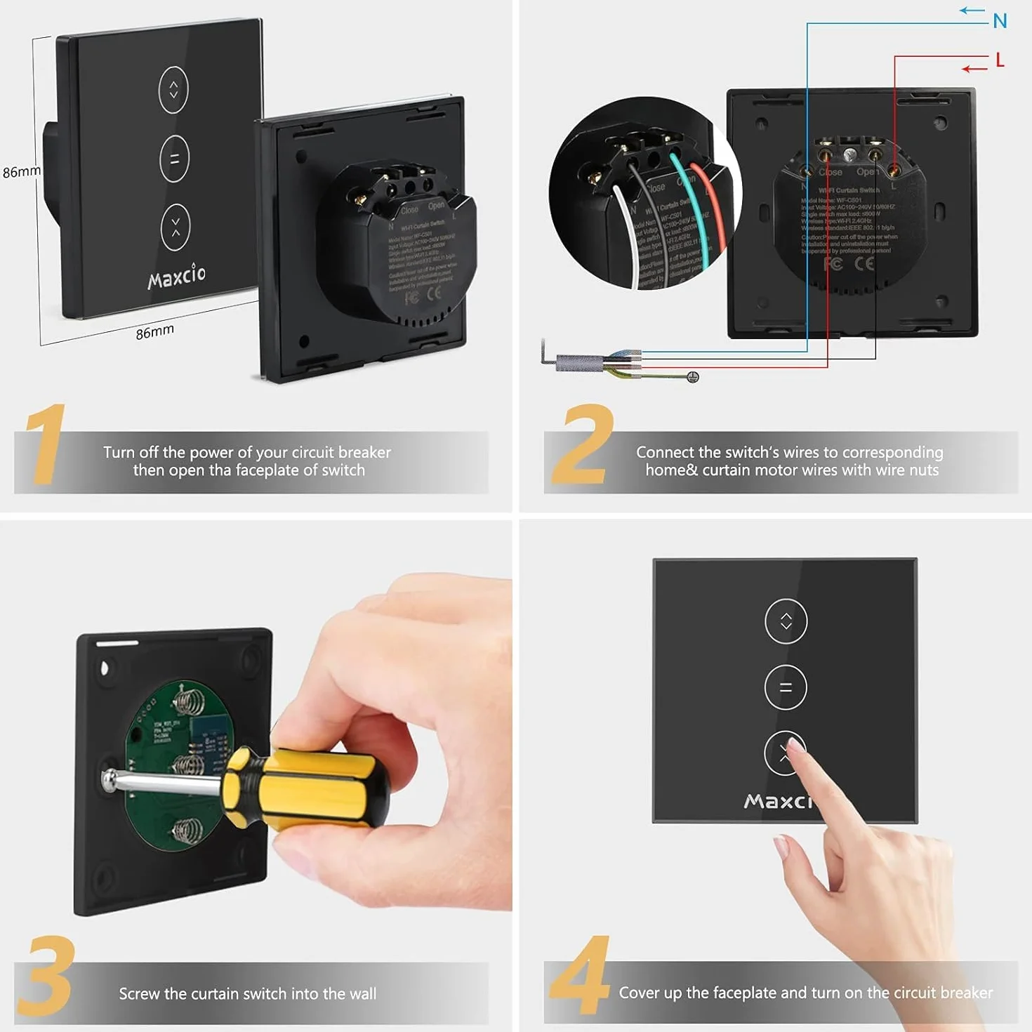 Interruttore Tapparelle WiFi, Maxcio Smart Switch per Tapparelle Elettriche, Compatibile con Alexa e Google Home, APP Controllo, interruttore WiFi per Persiane Avvolgibili e Tende
