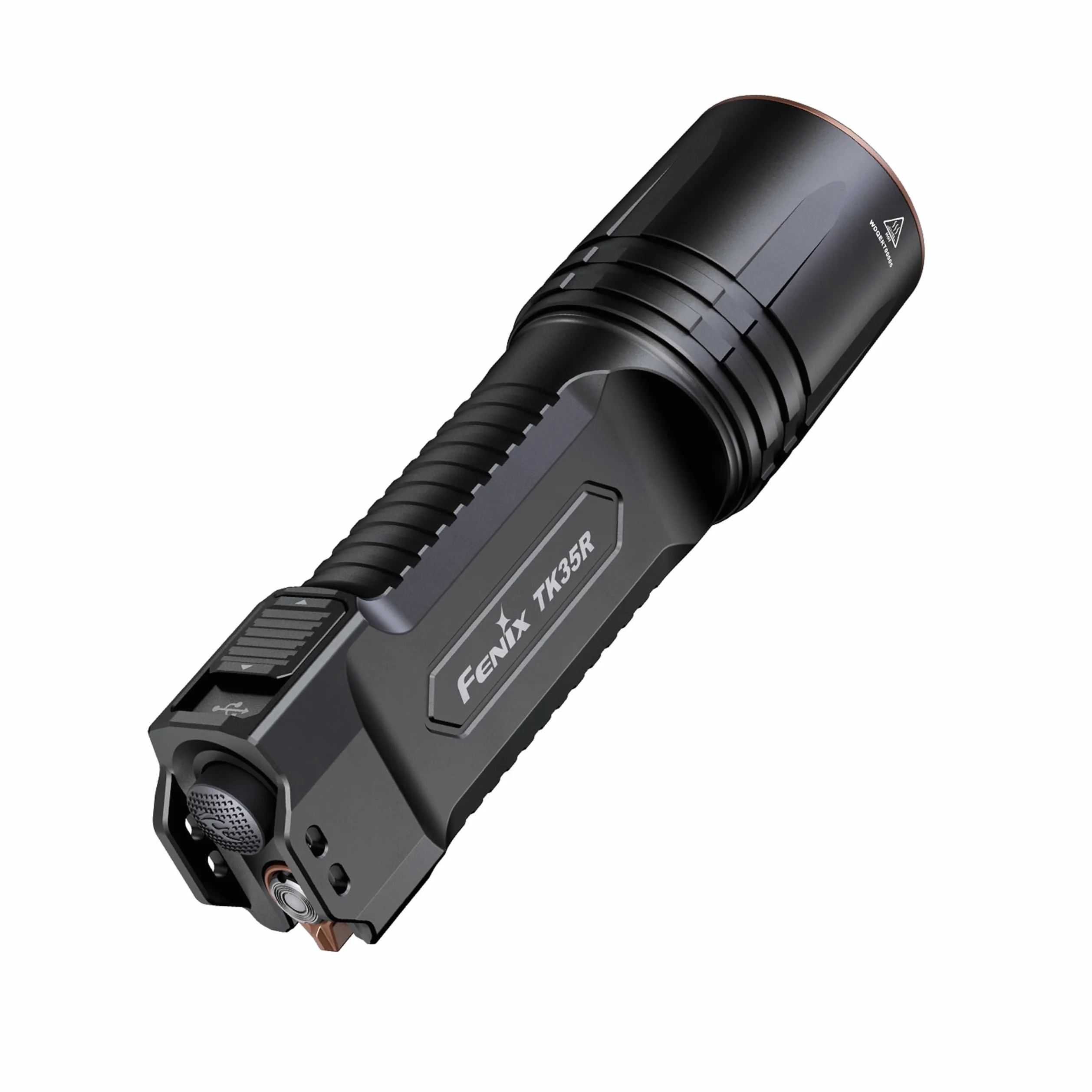 Fenix TK35R - Torcia ricaricabile per esterni e di sicurezza, 5800 lumen, 610 m, 105 ore massime, interruttore posteriore FlexiSensa, illuminazione UV a 2 livelli, copertura porta scorrevole, IP68