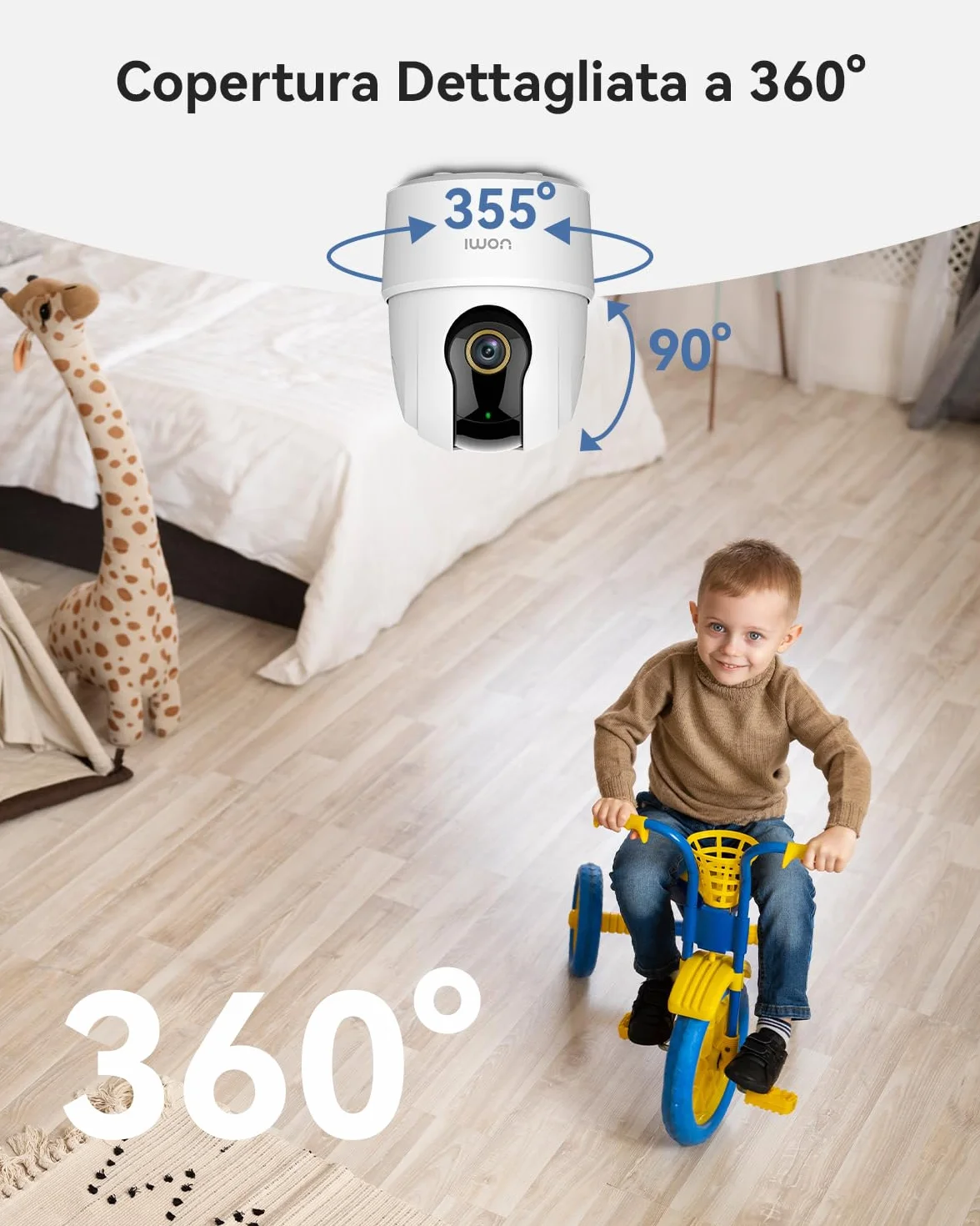 Imou 4MP Telecamera Wi-Fi Interno Videocamera Sorveglianza 2.5K, Rilevamento Umano, Audio Bidirezionale, Tracciamento di Movimento con Sirena, Compatibile con Alexa, Rotazione a 360°, 2.4Ghz Ranger 2C