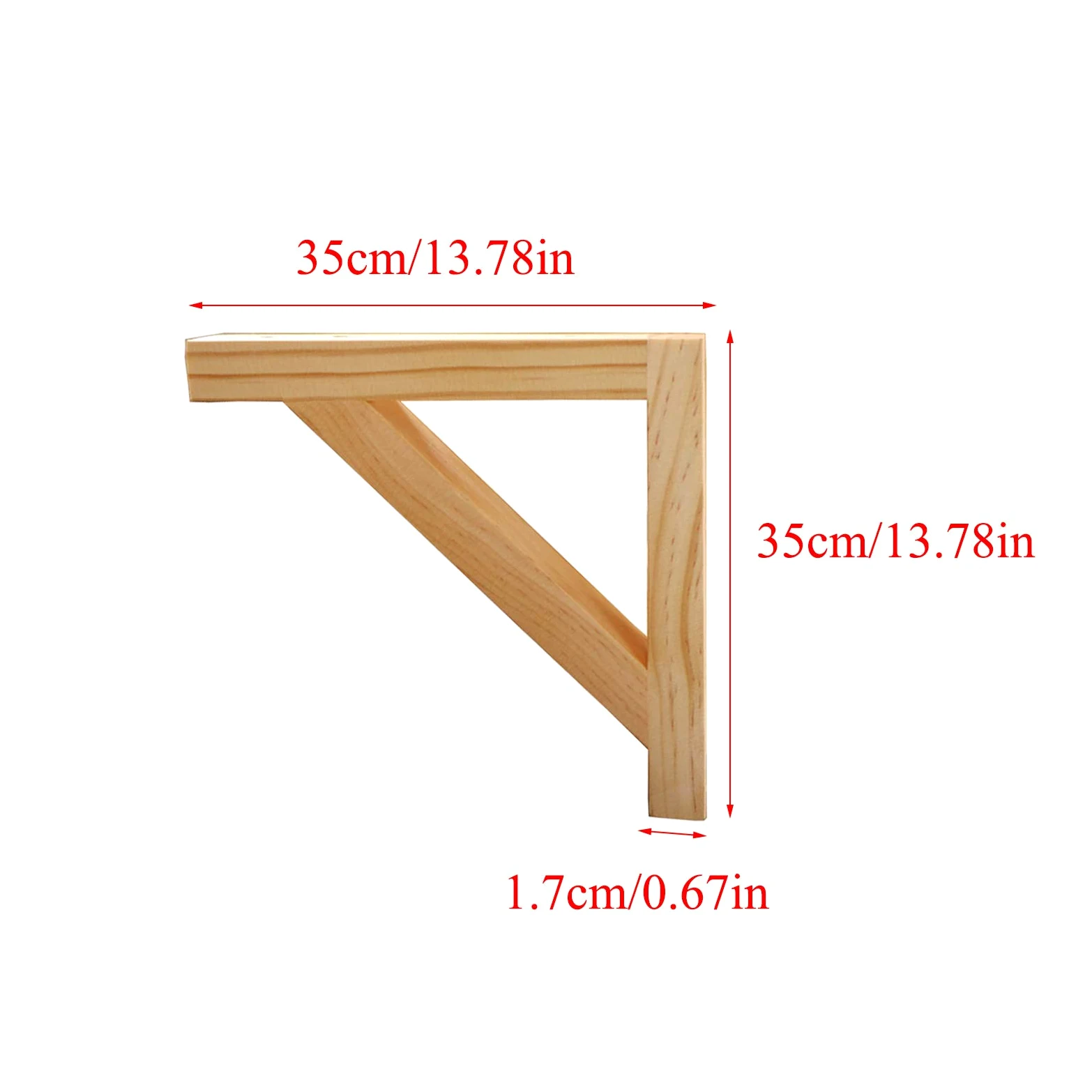 90 Gradi Supporti Angolo Staffe per Mensole,Legno Massiccio Mensola aTriangolo Staffa per Mobili,Decora la Cucina,Bagno,Diy Mensola Legno,con Viti,2 Pz (35cm/13.78in)