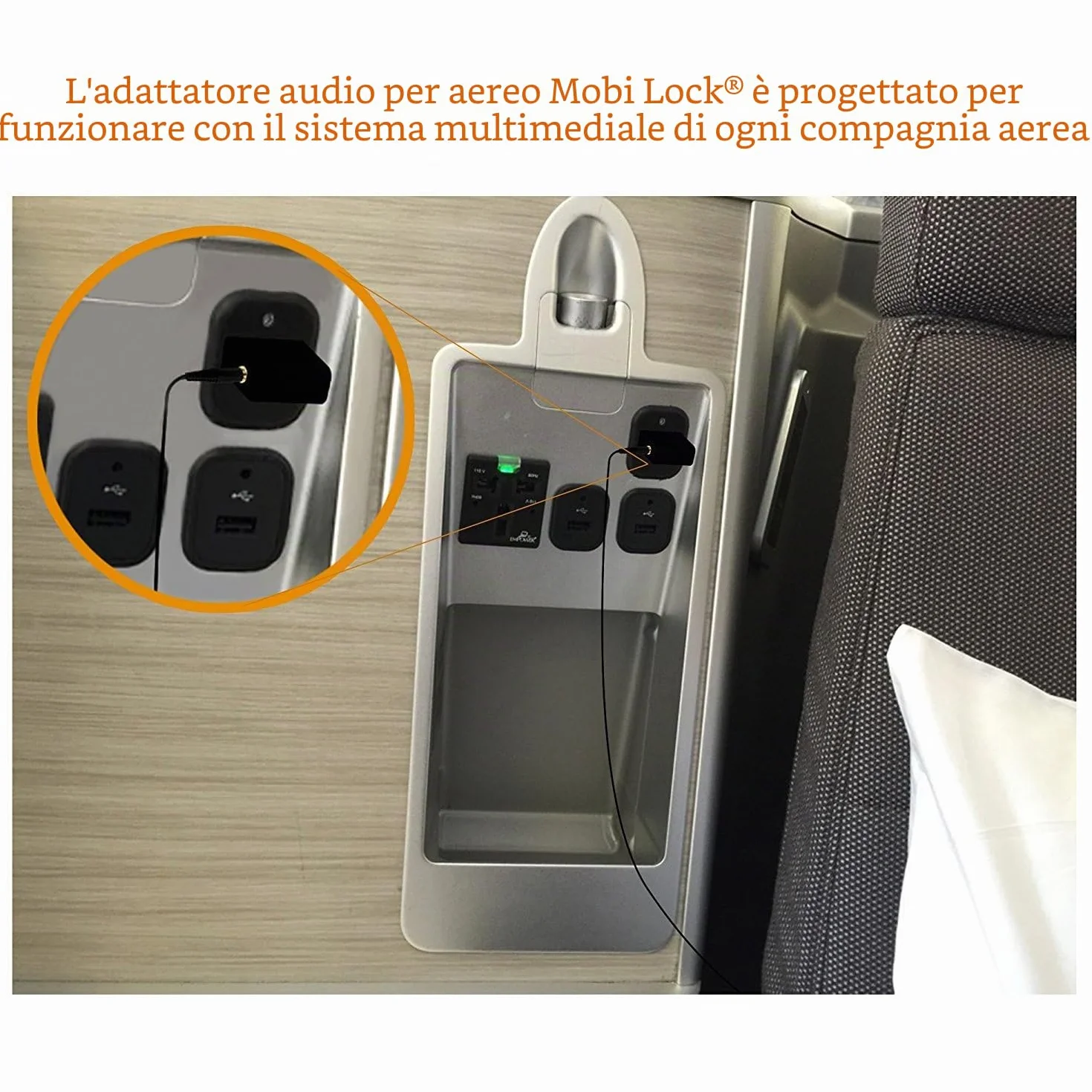 Mobi Lock 2 Pezzi Adattatori per Cuffie da Aereo Placcati in Oro - Usa le Tue Cuffie con i Sistemi di Intrattenimento in Volo dell’Aereo - Ottima Qualità del Suono in Tutti gli Aerei