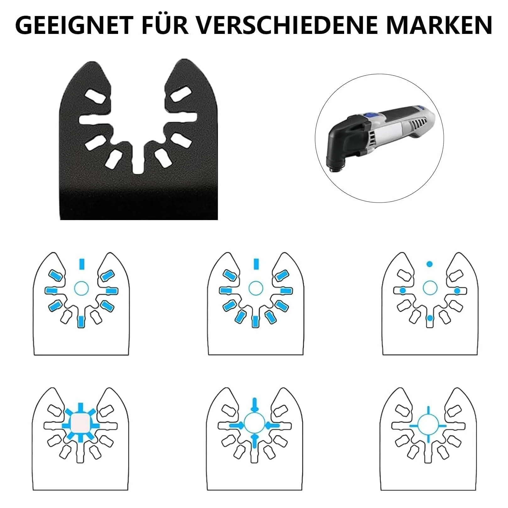 15 PzLame Multifunzione Oscillante, 34mm Lame Utensile Multifunzione Oscillante, Lame Oscillanti Accessori Attacco Rapido per Multi Tool Legno Plastica Metallo PVC