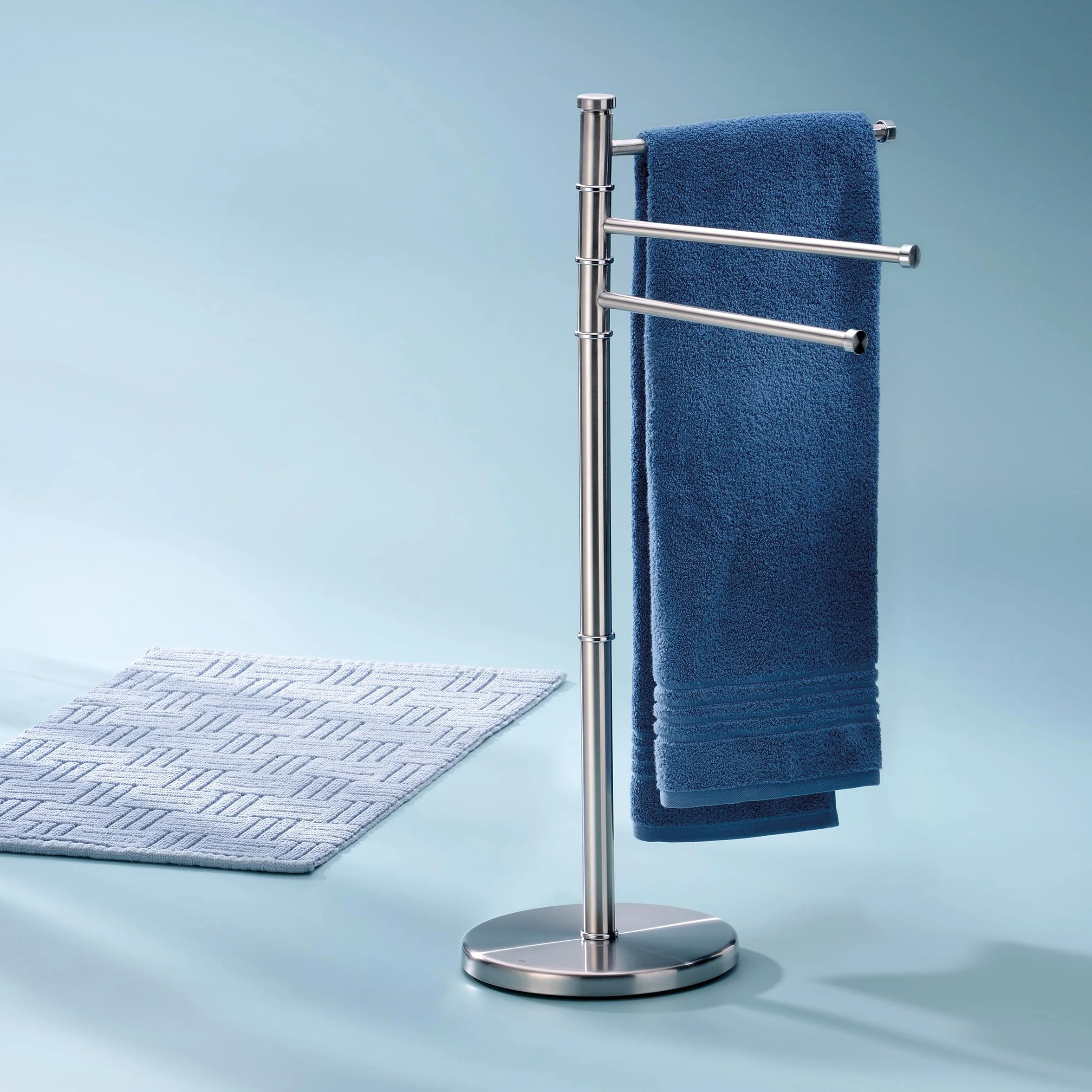 Kela Portasciugamani da Terra 85,5 cm Girevole 3 Barre SWING Acciaio Inox Opaco