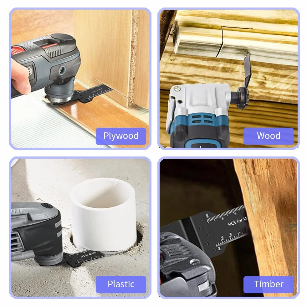 14 Pezzi Lame Multifunzione, Lame Utensile Multifunzione Oscillante 34mm, Attacco Rapido Kit Per Legno Plastica PVC