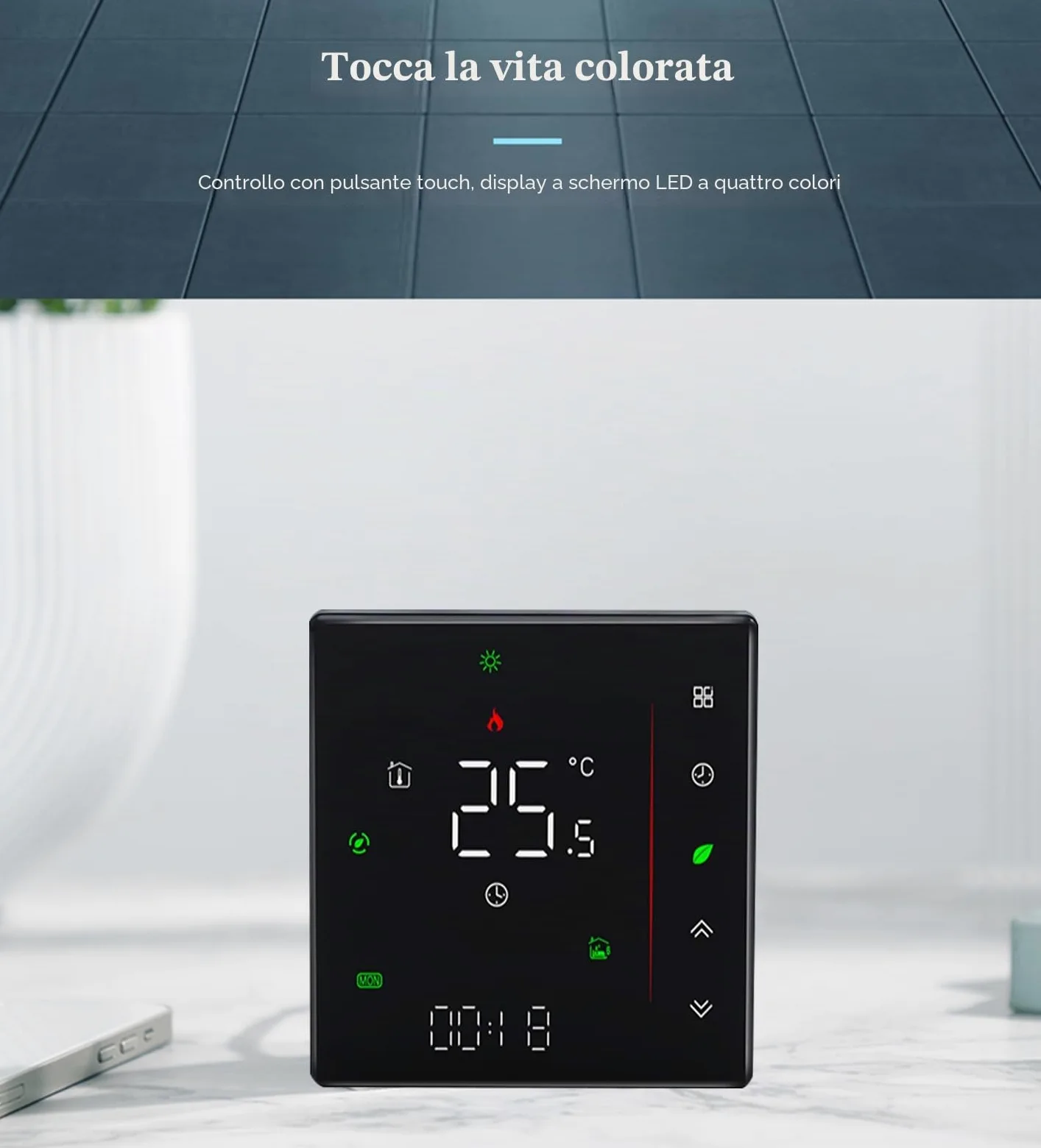 WiFi Termostato per climatizzatore con 2-tubi, 95-240V, Alexa | Controllo remoto tramite app Smart Life, compatibile con Google Home, controllo vocale, per sistemi HVAC.