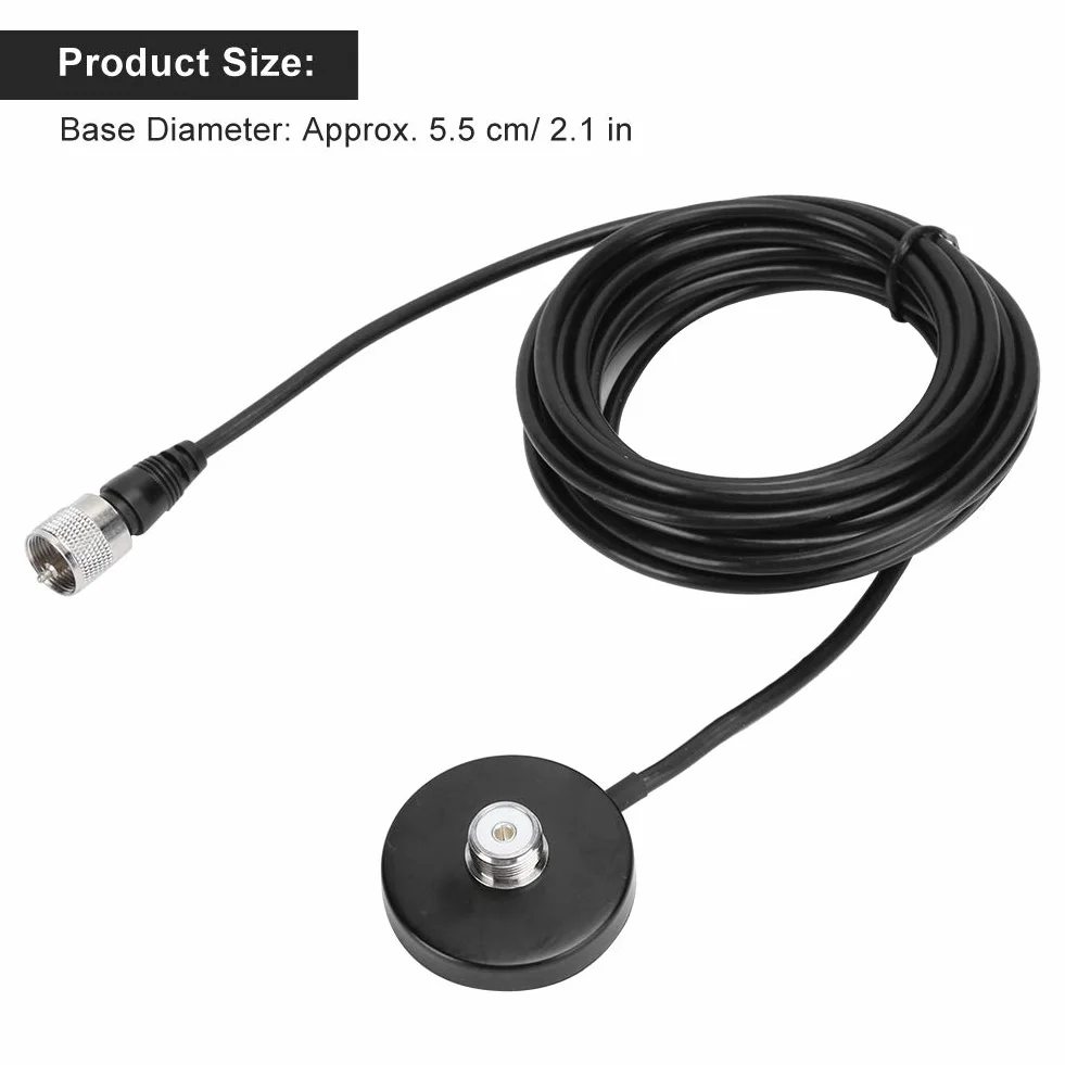 Queen.Y Base Magnetica per Antenna Radio Mobile, Supporto Resistente UHF con PL-259 a SO-239, 5M Cavo per Radio