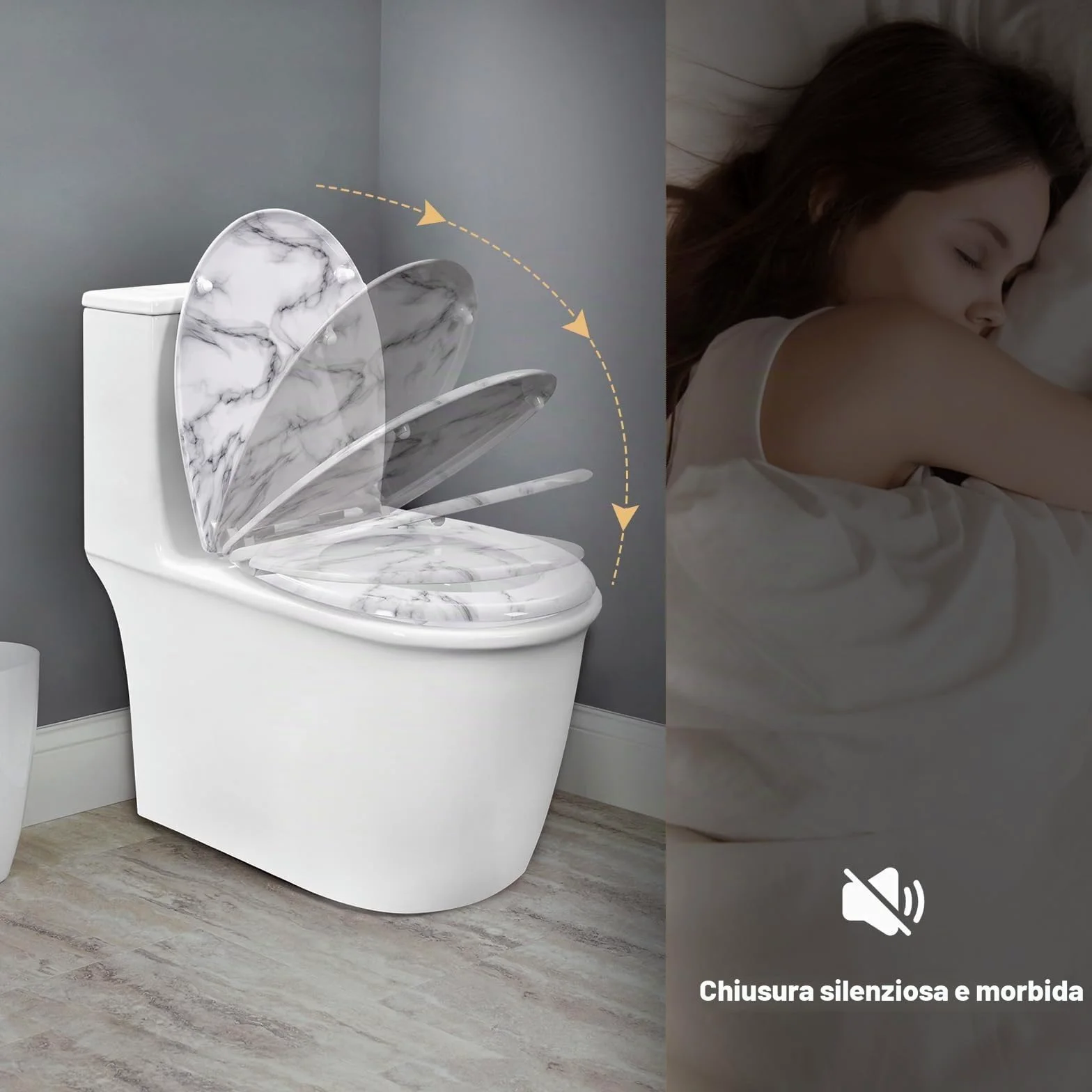 WOLTU Tavoletta WC Ammortizzata, Copriwater Ovale, Asse WC con Cerniere Regolabili con Paracolpi, in Duroplast