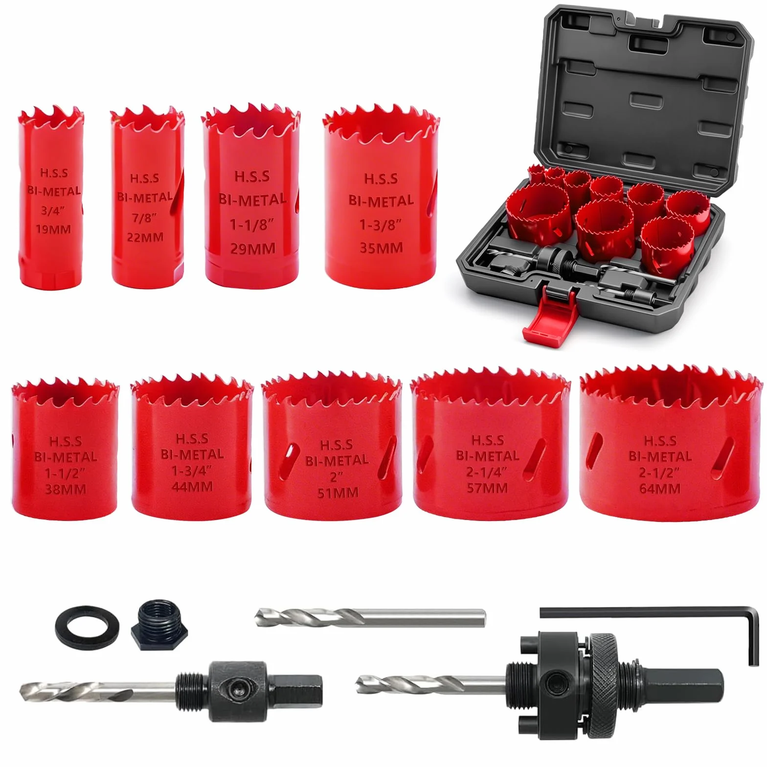 Greywolf Set 15 pezzi sega a tazza bimetallica M3 HSS 19-64 mm (3/4"-2-1/2")