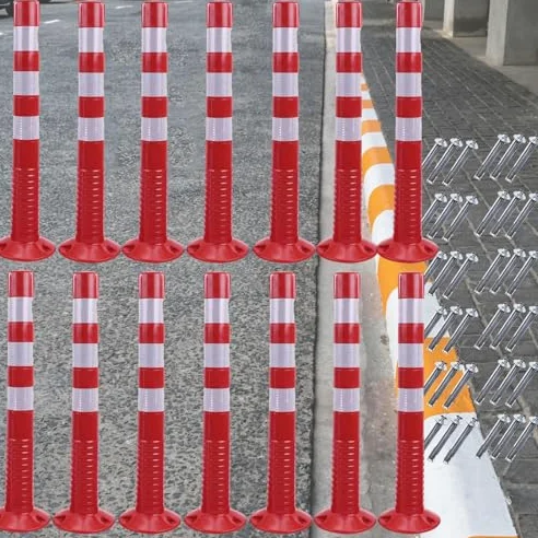 Generico Pali di delimitazione Flessibili ad Alta visibilità - 20 Pezzi dissuasori di Sicurezza per vialetti, barriera di parcheggio Leggera con bulloni di Ancoraggio, Pali di Segnalazione Rossi e gi